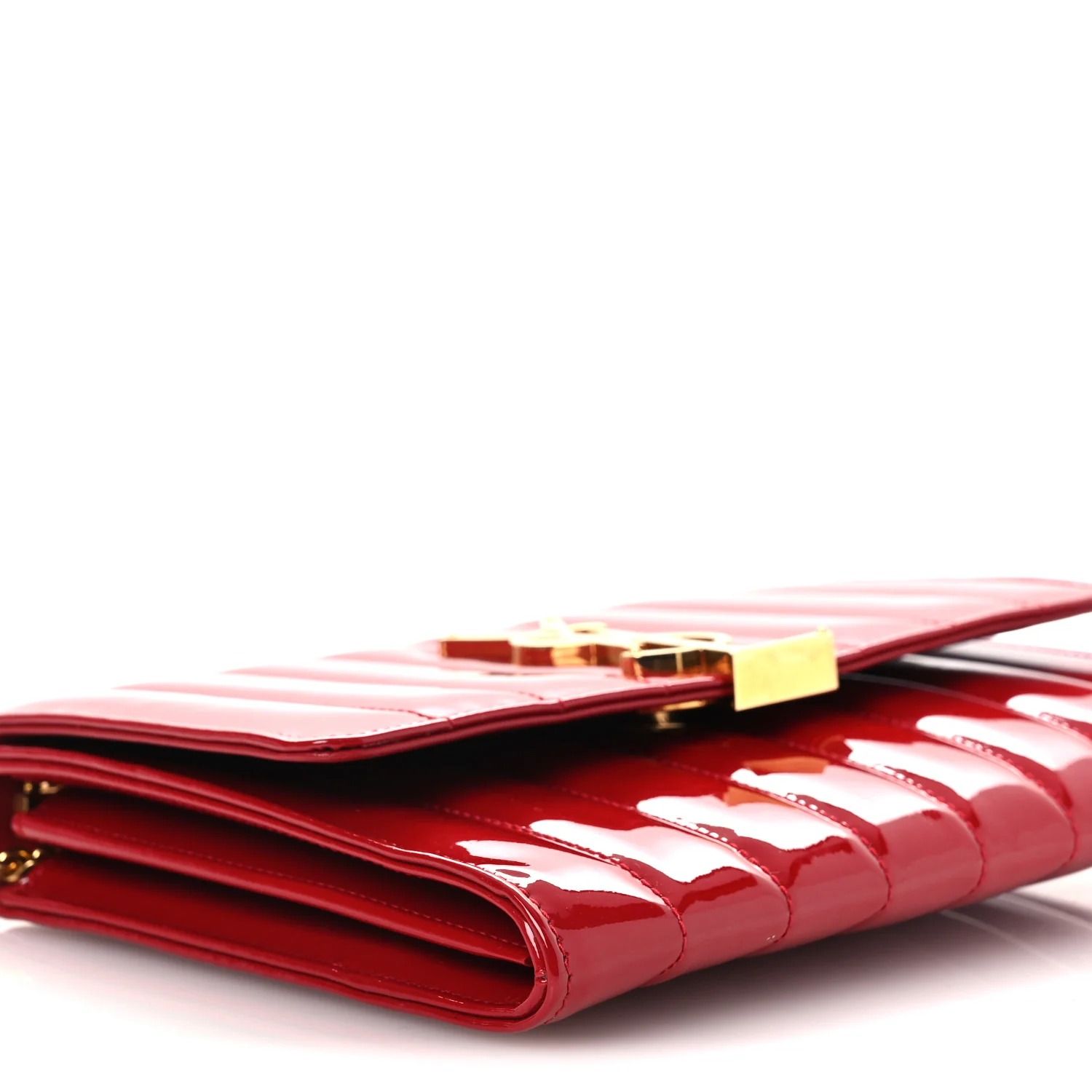 Patent Calfskin Matelasse Vicky Chain Wallet Rouge Eros - Top Club