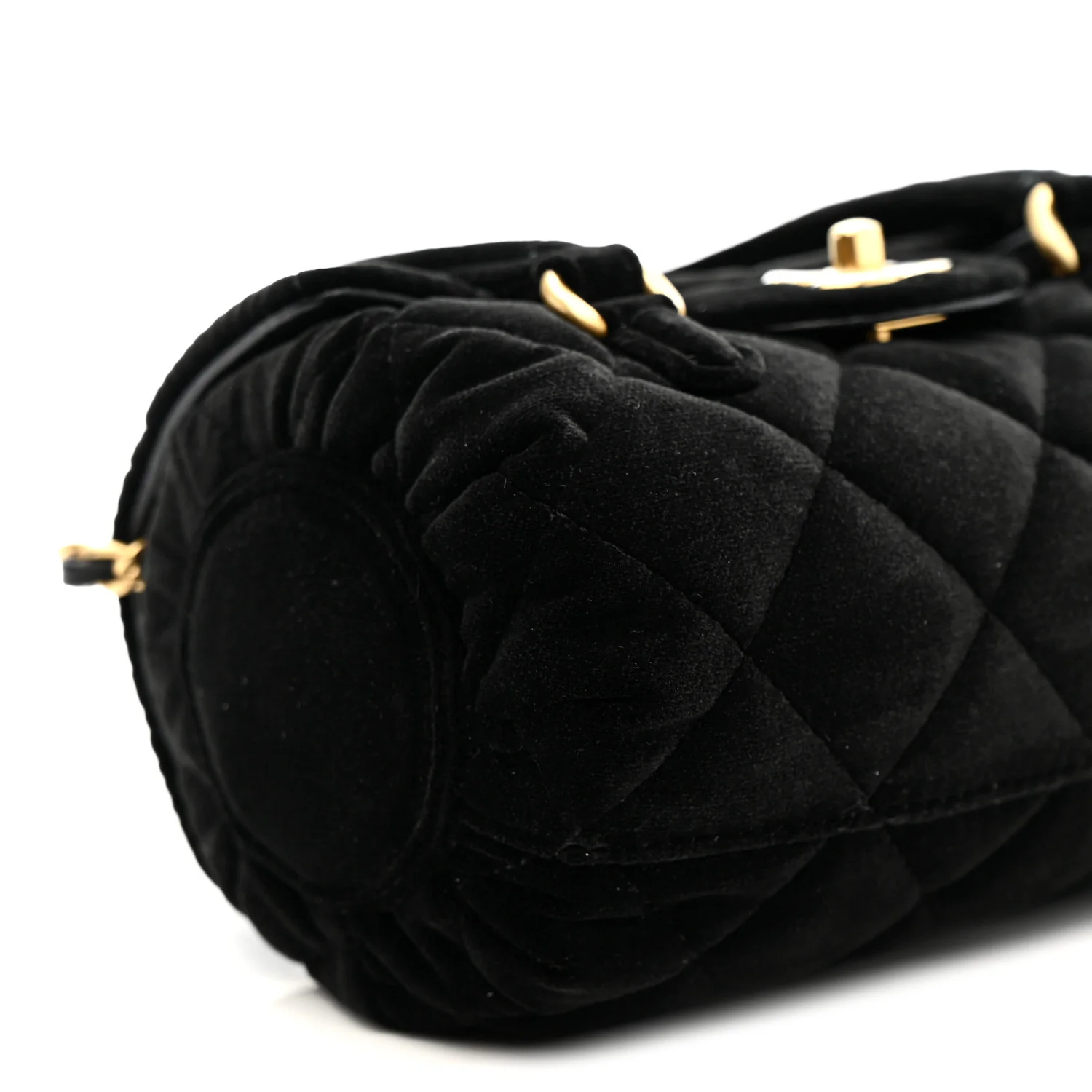 Velvet Quilted Mini Top Handle Flap Black - Top Club