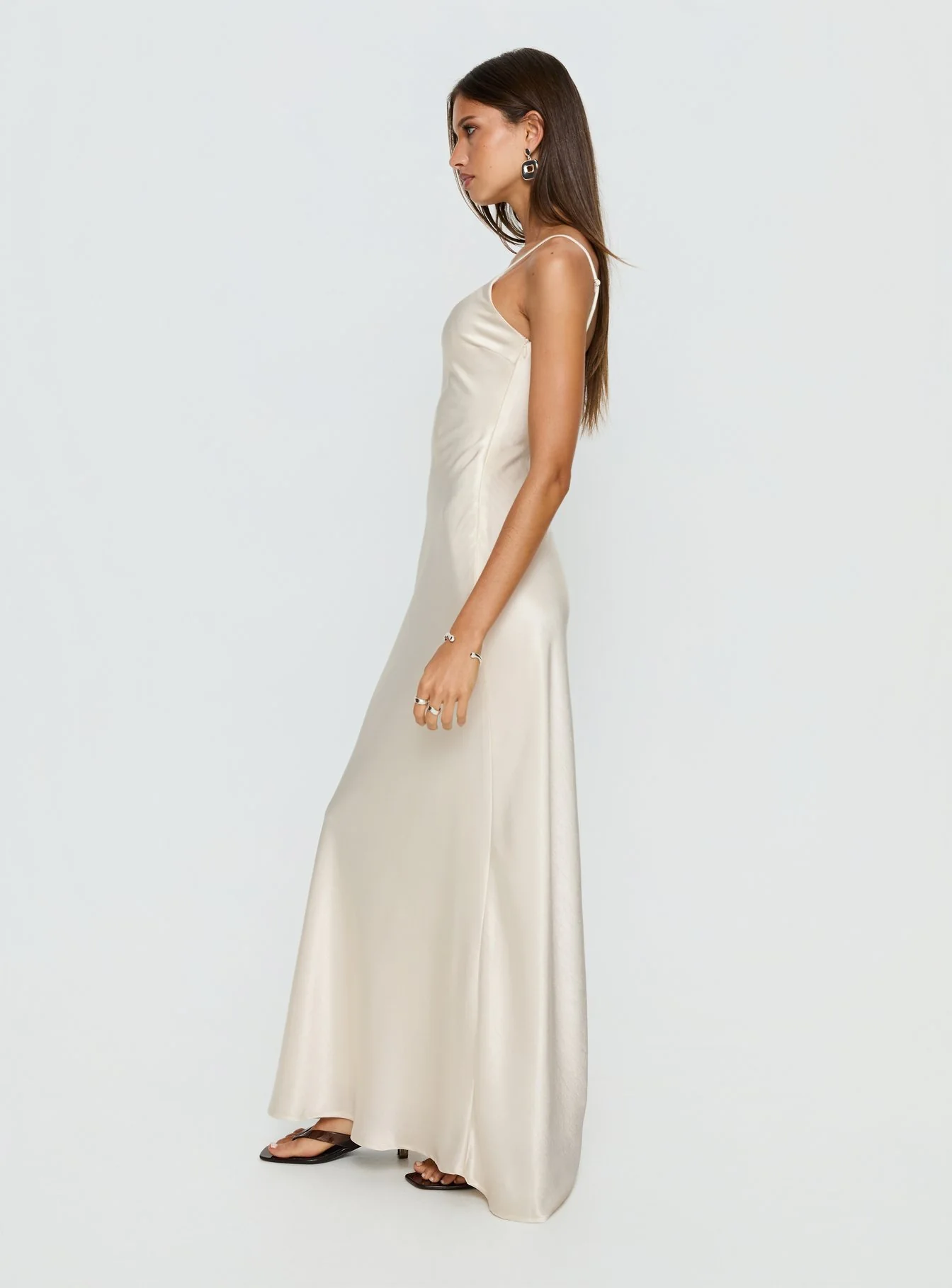 Miracles Scoop Satin Maxi Dress Champagne