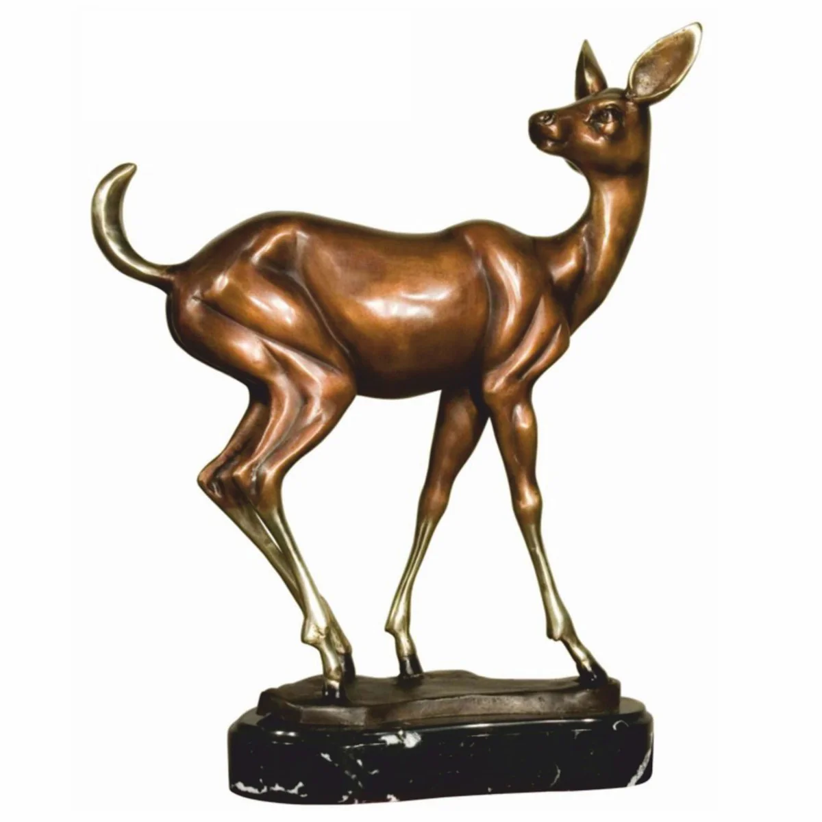 Luxury decorative sculpture deer bronze / gold / black H. 42 cm - bronze figure
