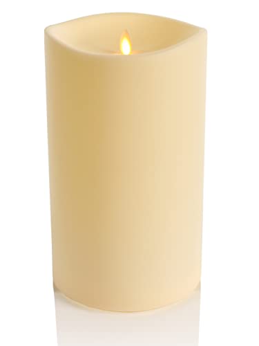 Luminara Realistic Artificial Moving Flame Outdoor Pillar Candle - Moving Flame LED Battery Operated Lights for Outside Christmas, Halloween - Remote Ready - Remote Included - Ivory - 6