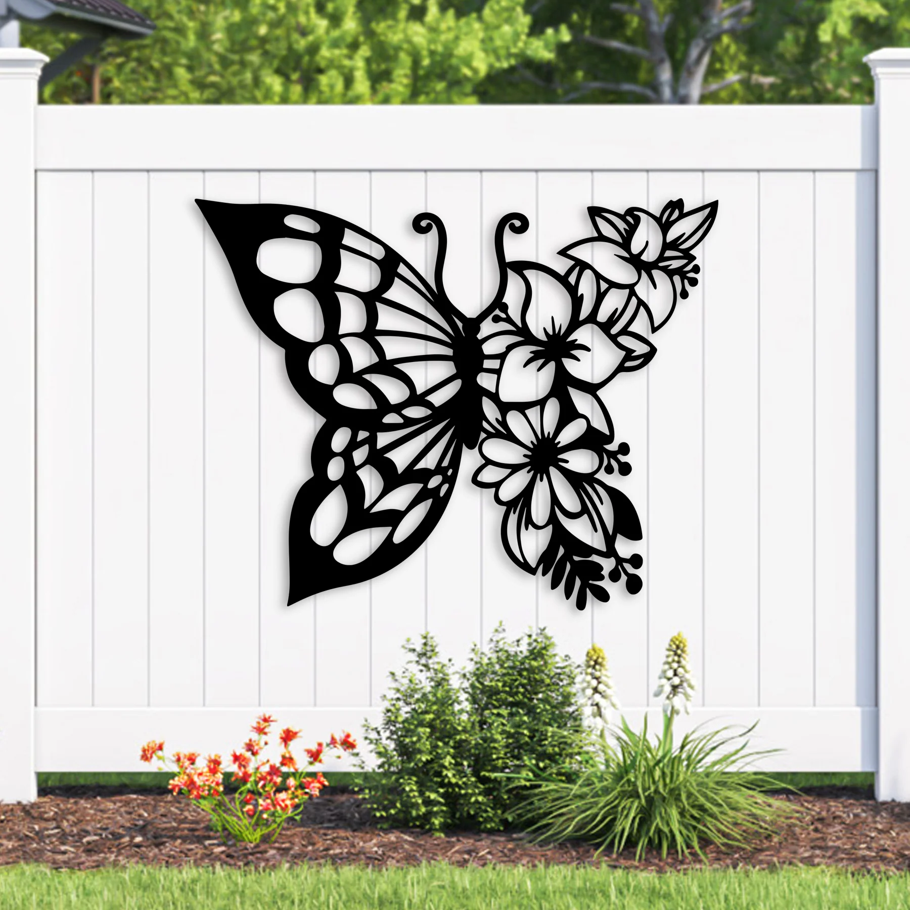 Butterfly Flowers Metal Wall Art - Alvarez Pro Painting LLC