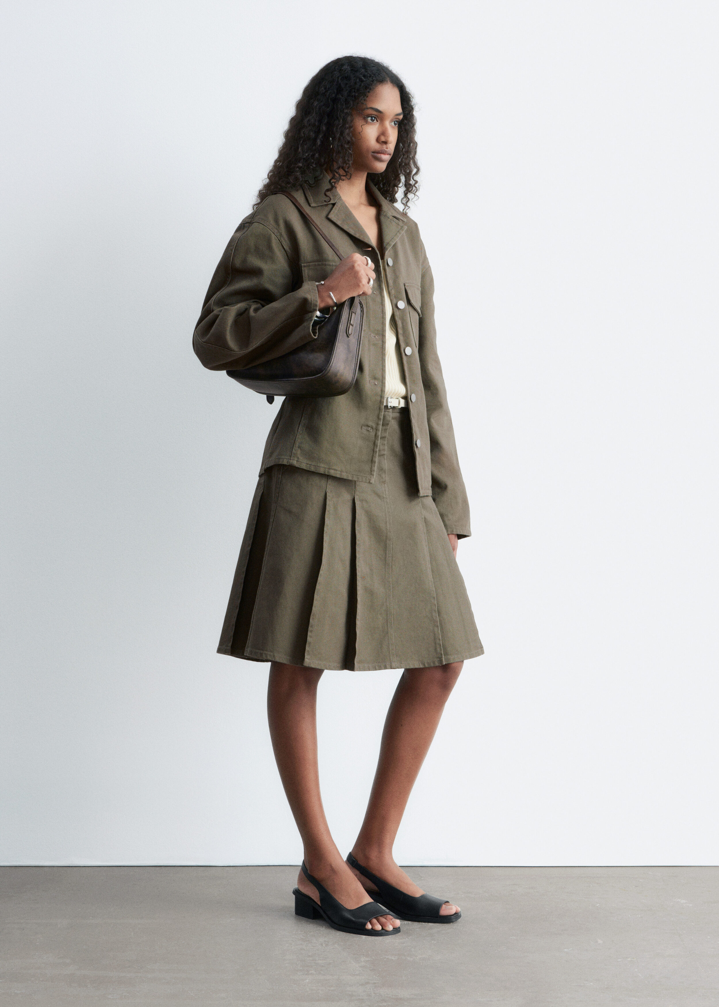 & Other Stories PLEATED COTTON MIDI SKIRT