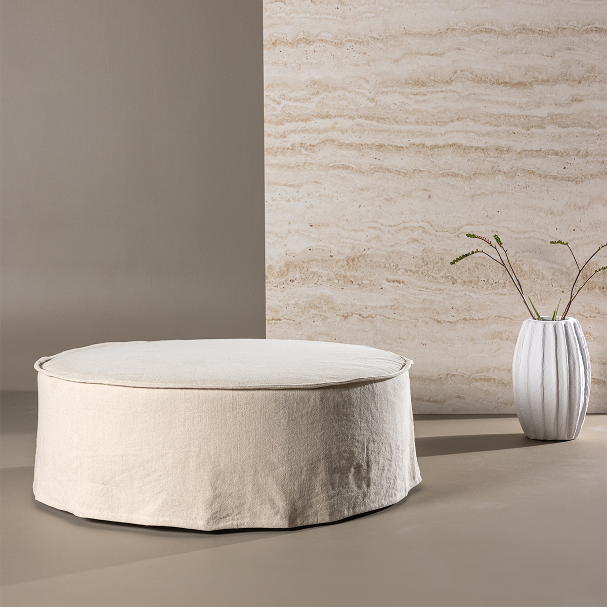 Linnen poef Odette Beige