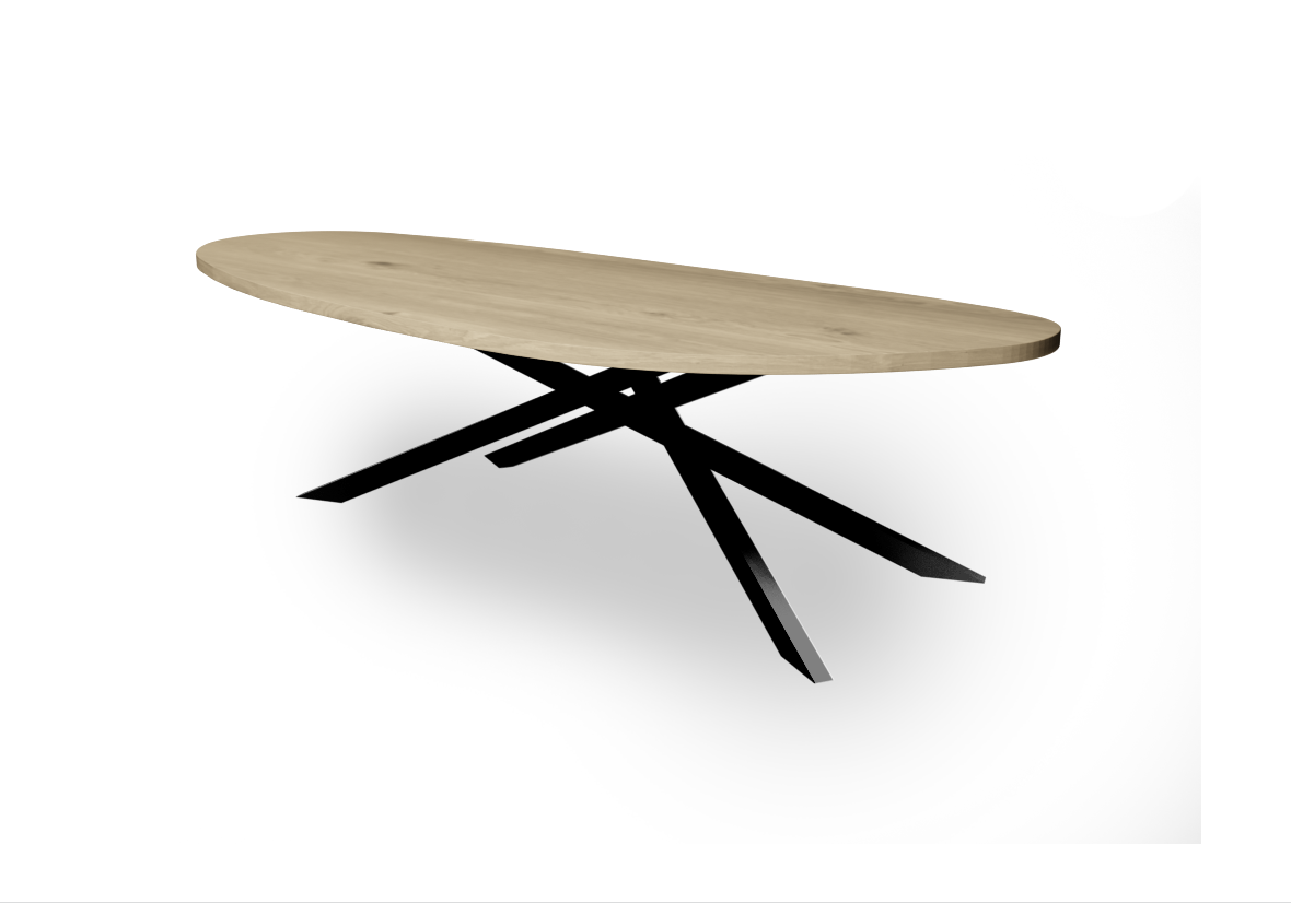 Firma Hout & Staal Eettafel Leaf | Mikado frame | Matte lak Eettafel Leaf | 240*100cm | Swissline | Matte lak