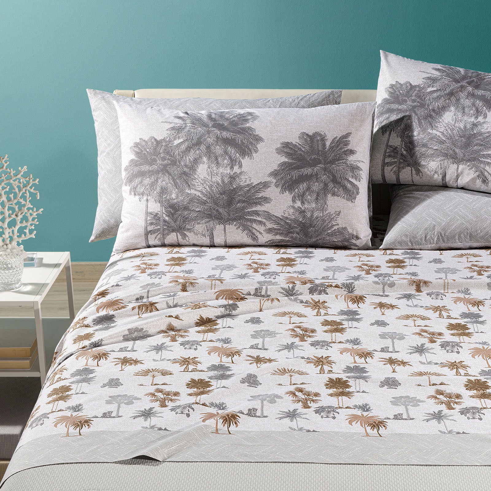 Complete Bali Cotton sheets single gray caleffi