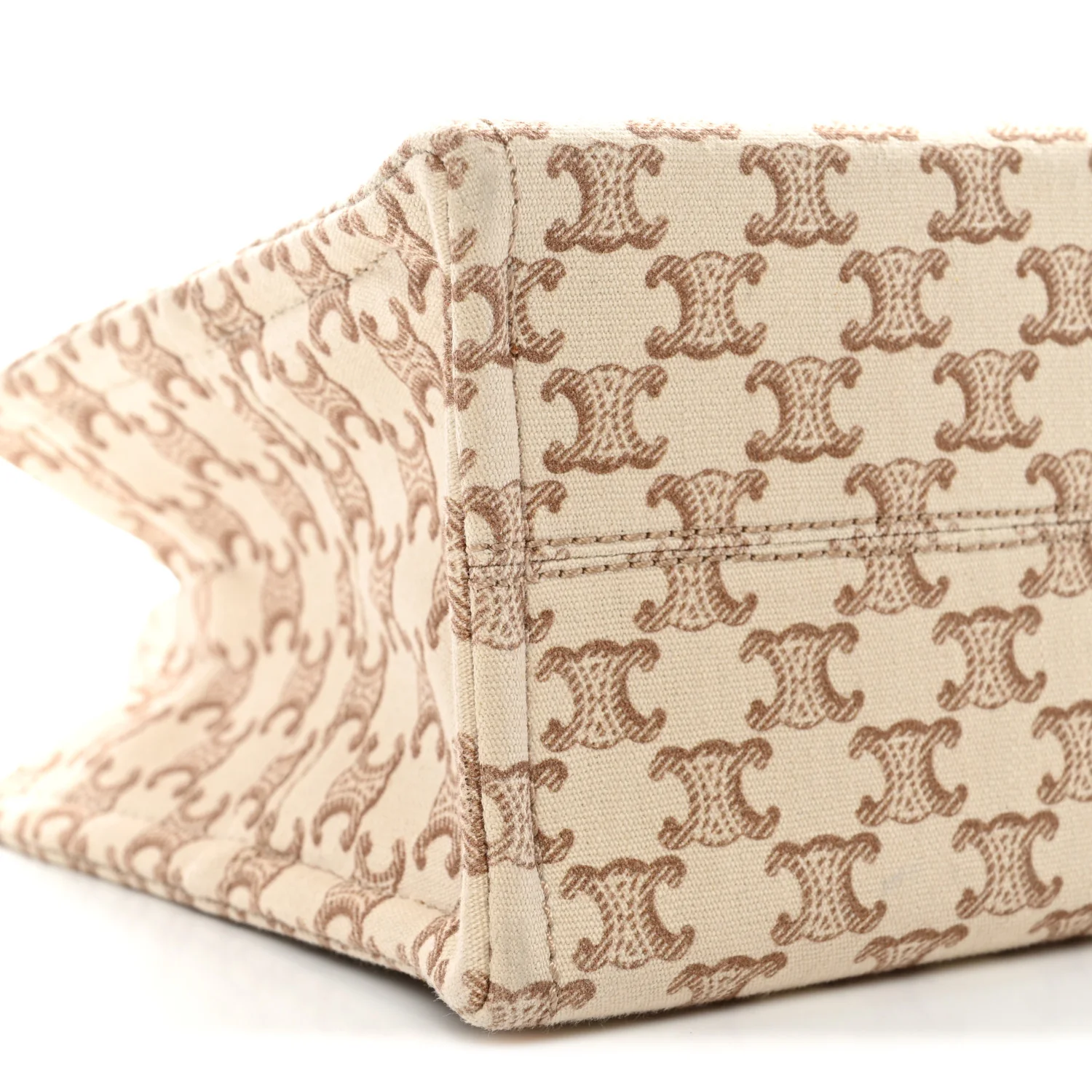 Canvas Calfskin Triomphe Print Small Cabas Thais White - Top Club