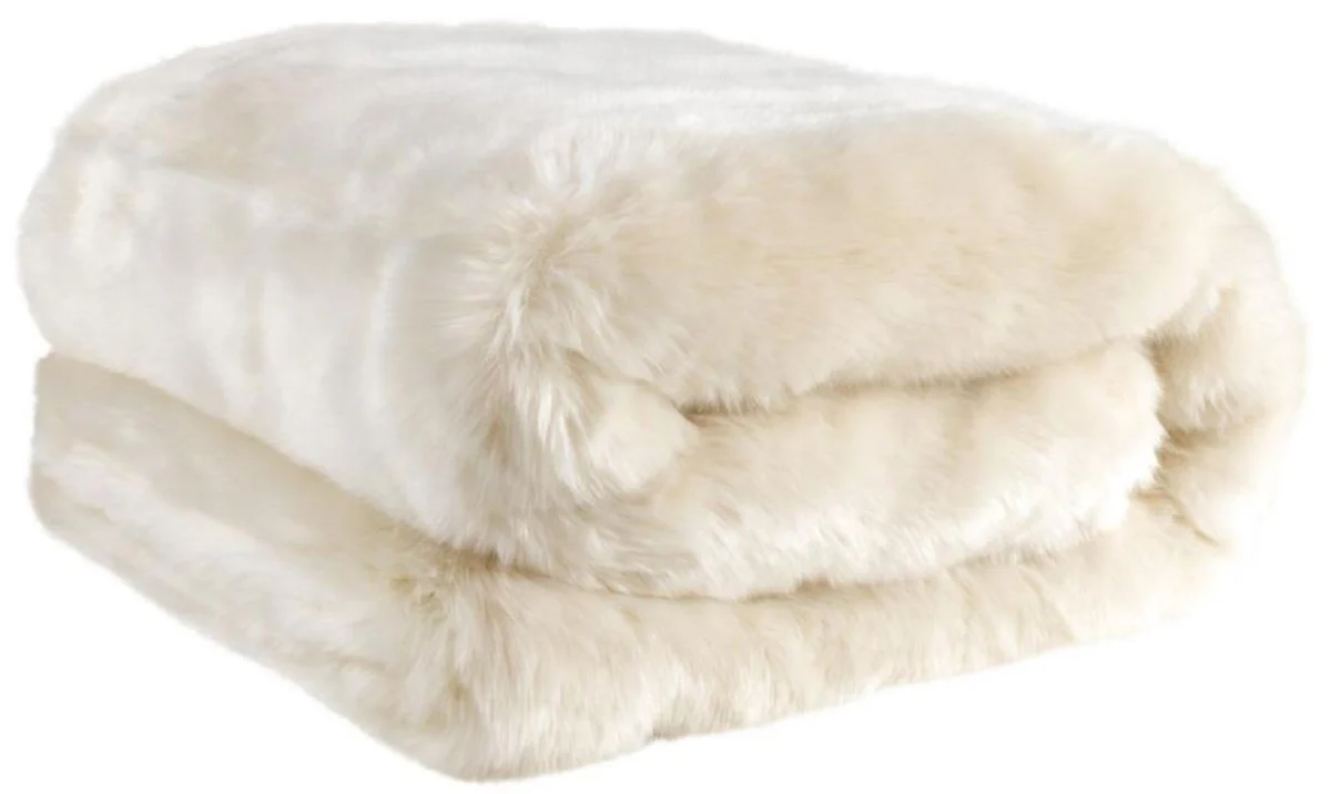 Luxury bedspread / blanket white 170 x 145 cm - faux fur cuddly blanket