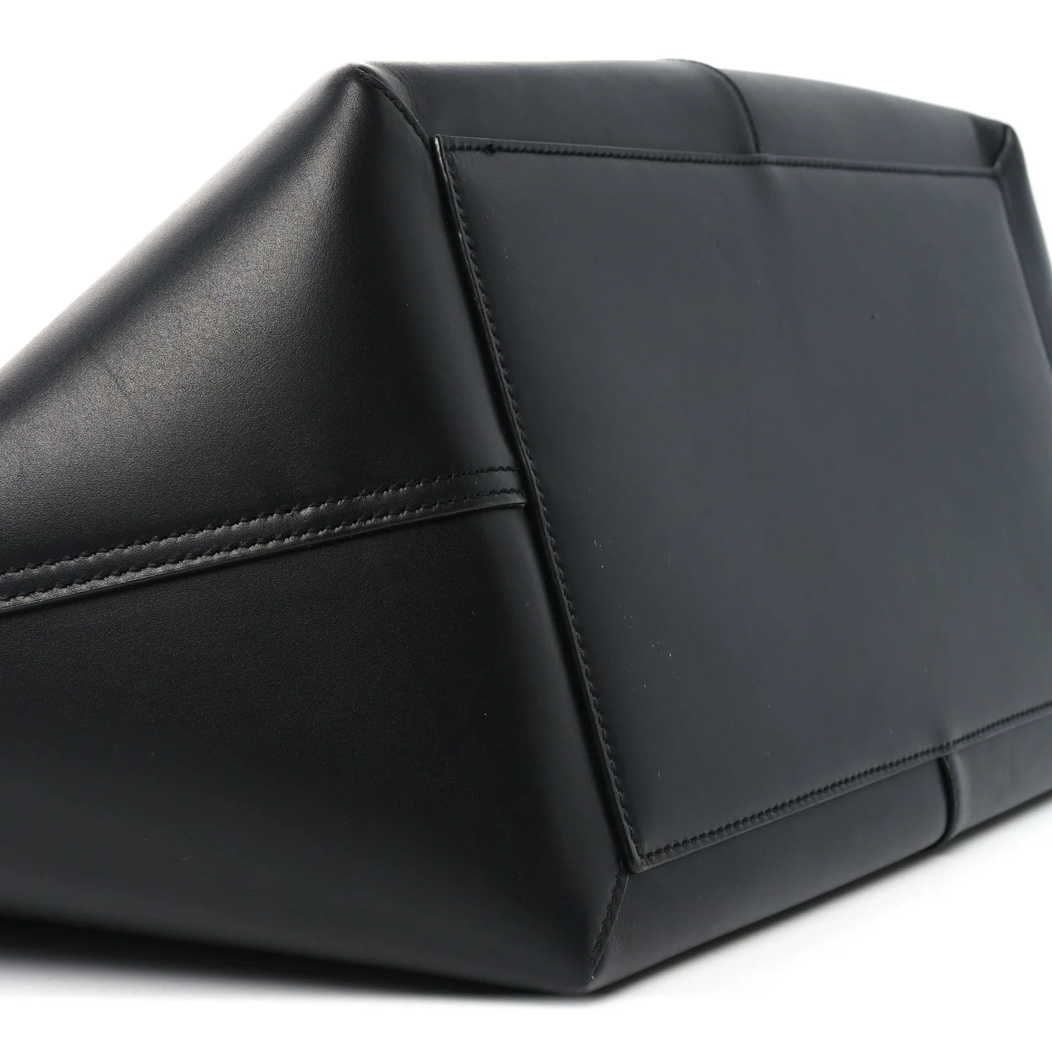 Smooth Calfskin Maxi Trapezoid Shopping Tote Black - Top Club