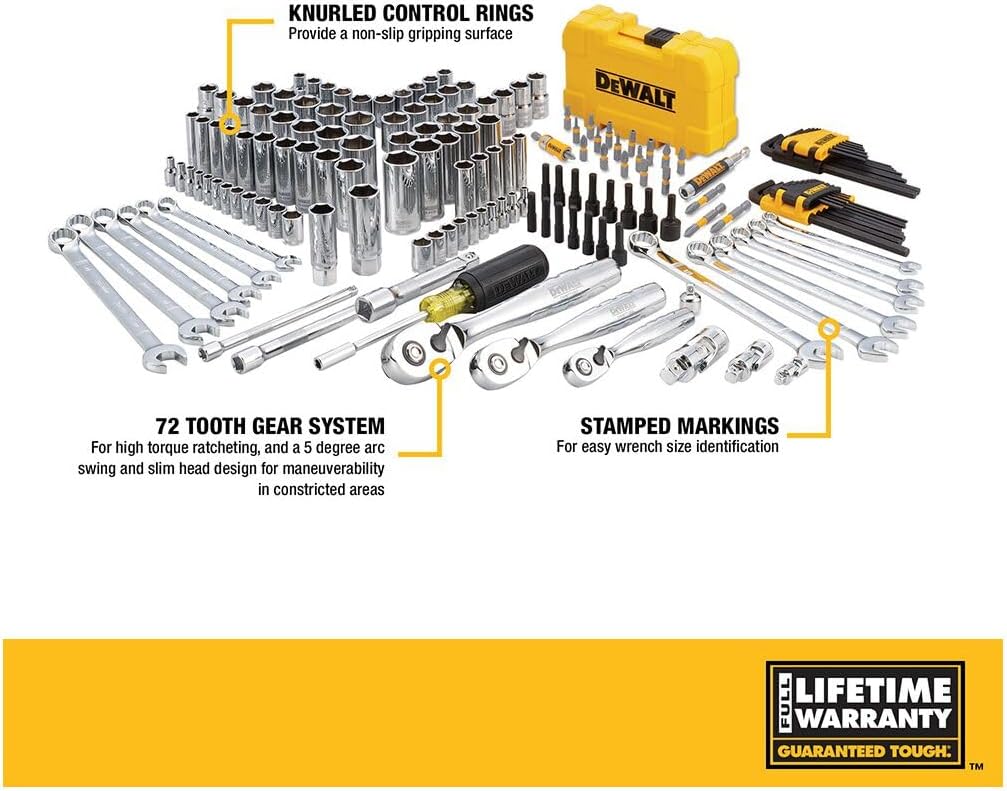 DWMT73803 - Kit attrezzi meccanici e bussole, 168 pezzi