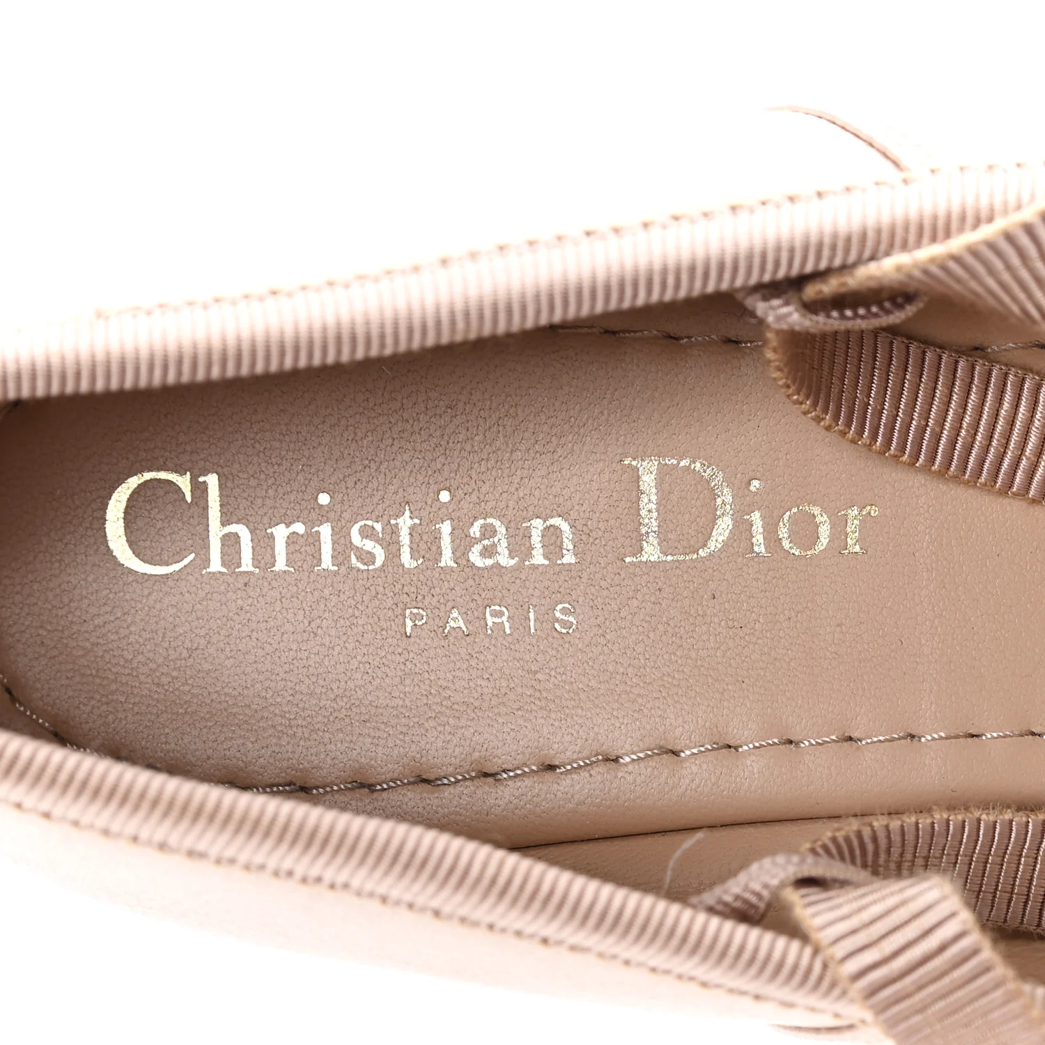 Satin Grosgrain D-Joy Ballet Flats 36 Beige Rose - Top Club