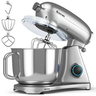 800W 7 qt. . 6-Speed ​​Silver Stainless Steel Stand Mixer with Tilt-Head