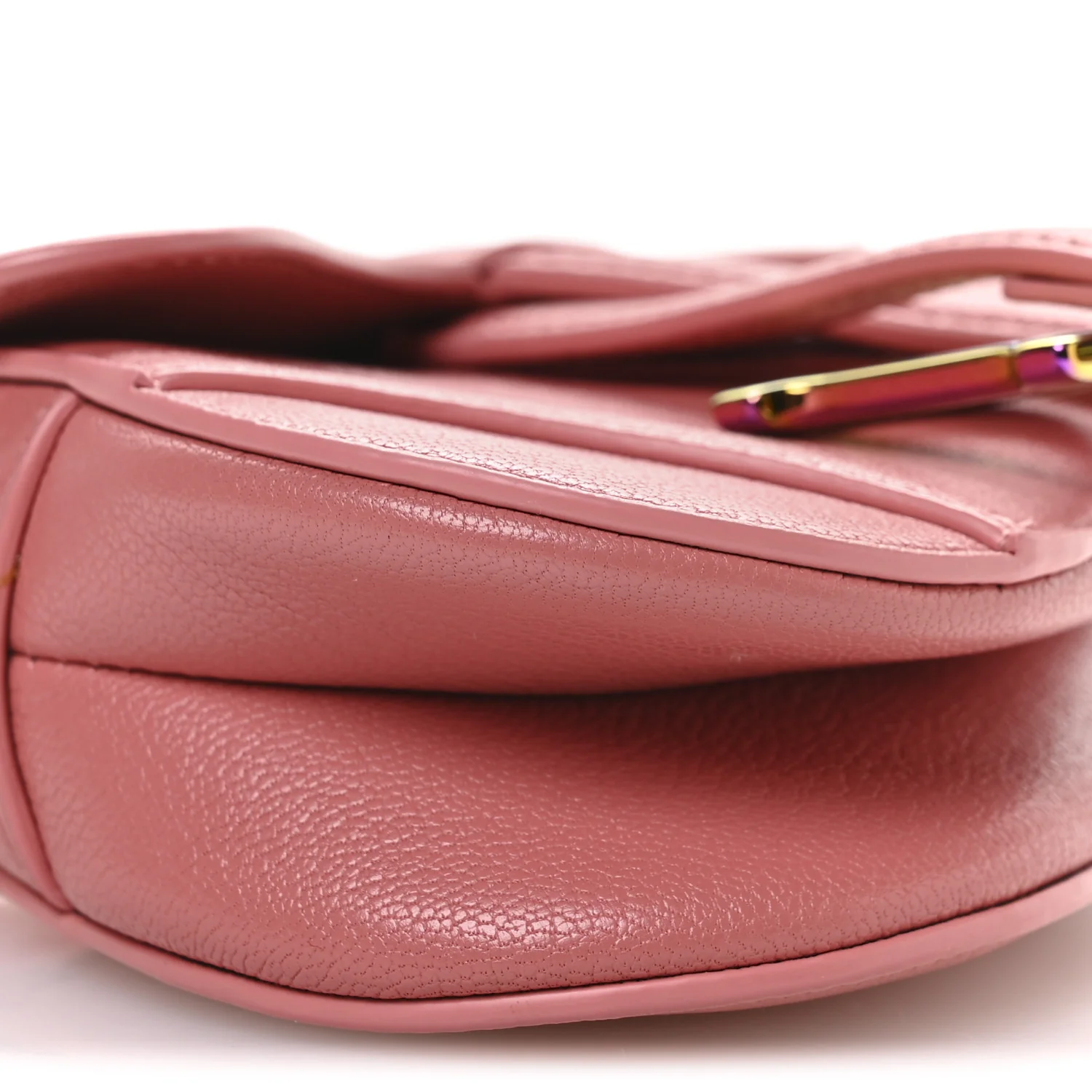 Goatskin Micro Saddle Bag With Strap Coral Powder - Top Club
