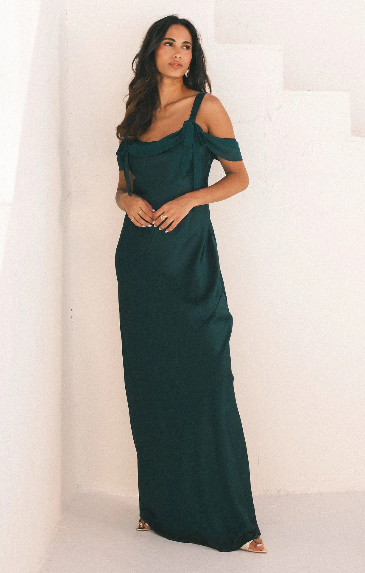 Bella Maxi Dress ~ Deep Emerald Luxe Satin