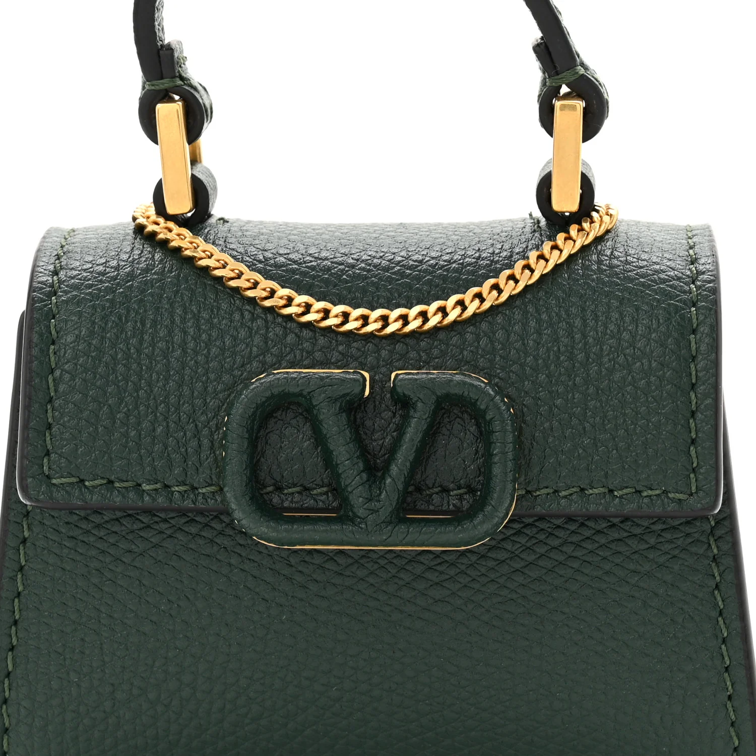 Calfskin Micro VSling Top Handle Shoulder Bag  Green - Top Club