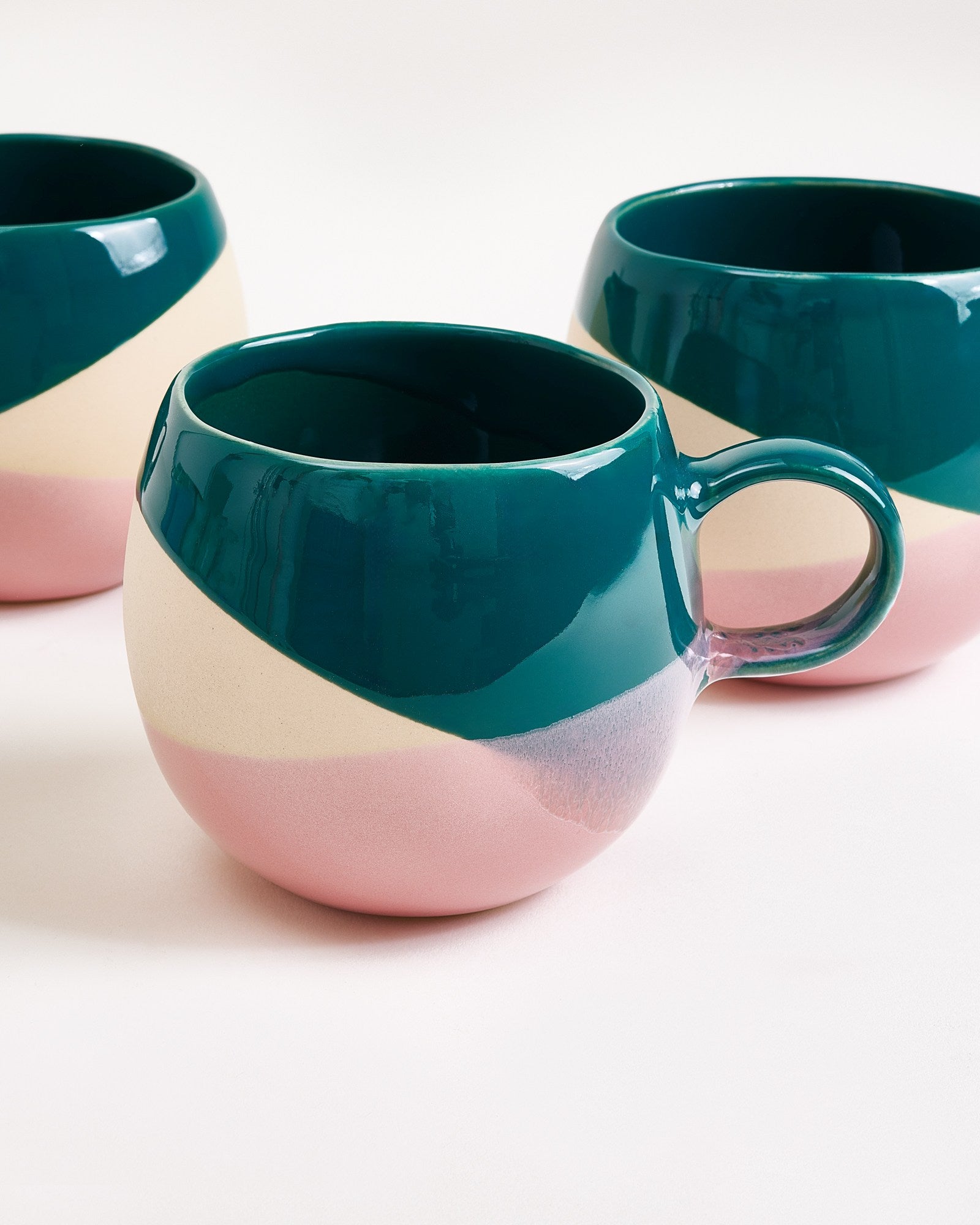 Bica Tasse groß dunkelgrün sand rosa 6er-Set