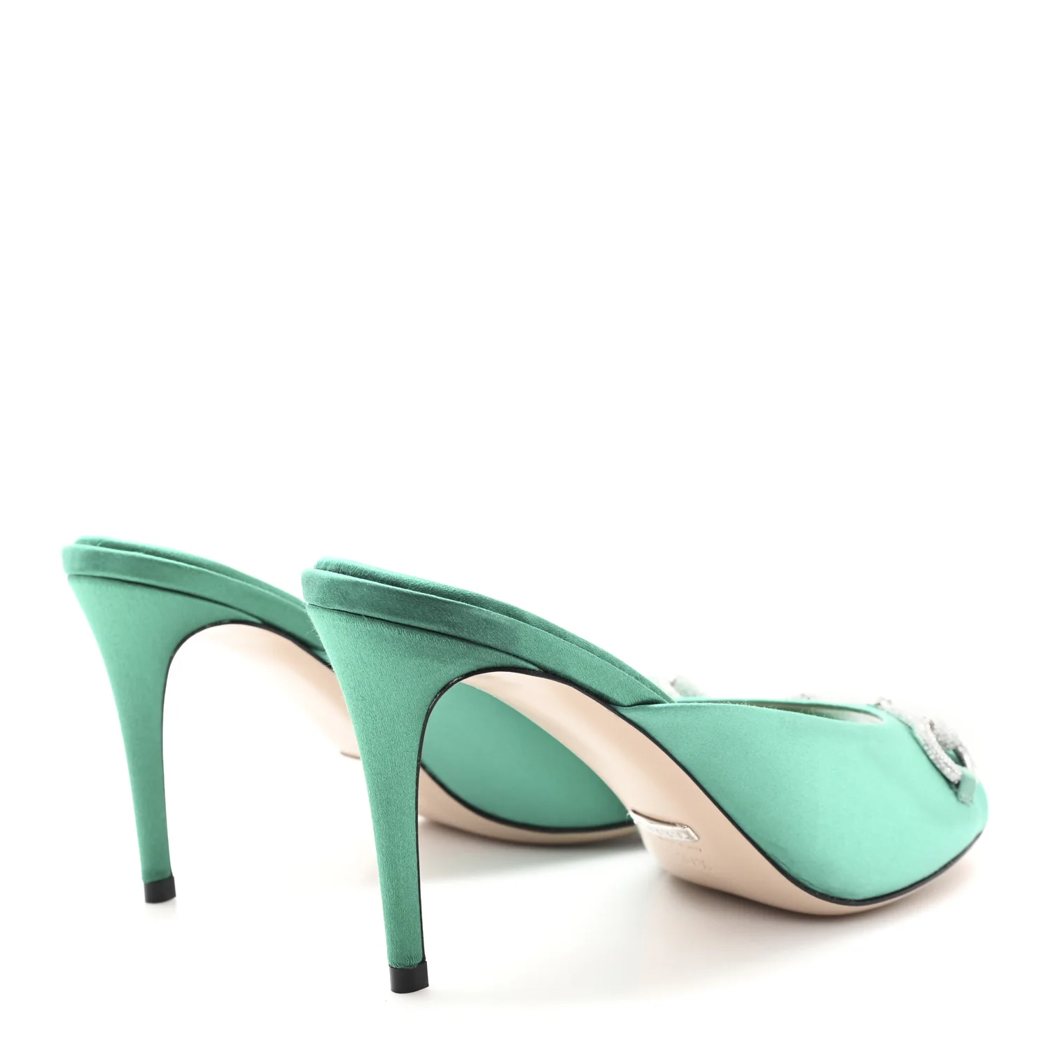 Raso Seta Malaga Kid Crystal Horsebit Sandals 37.5 Jade Caribbean Green - Top Club