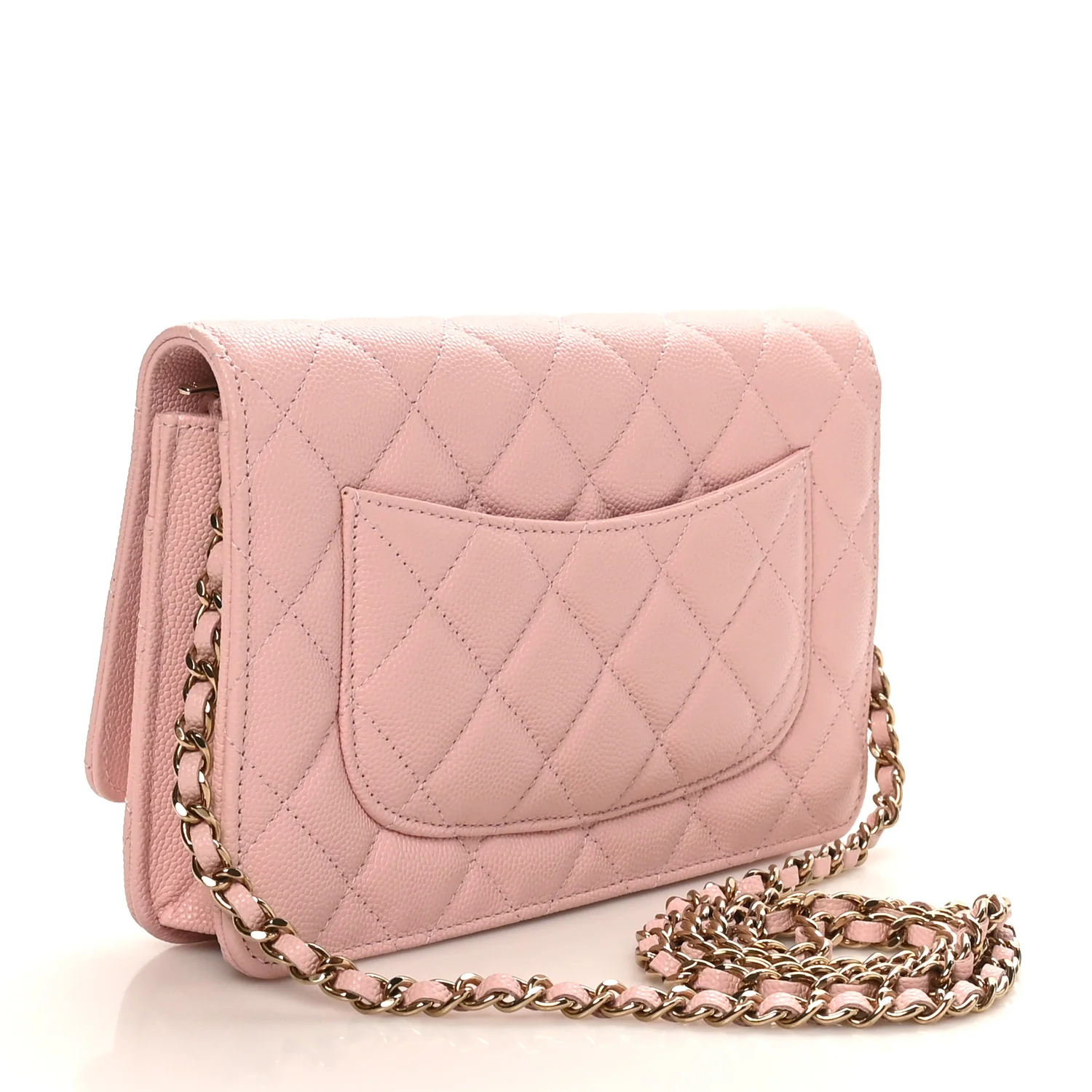 Caviar Quilted Wallet on Chain WOC Light Pink - Top Club