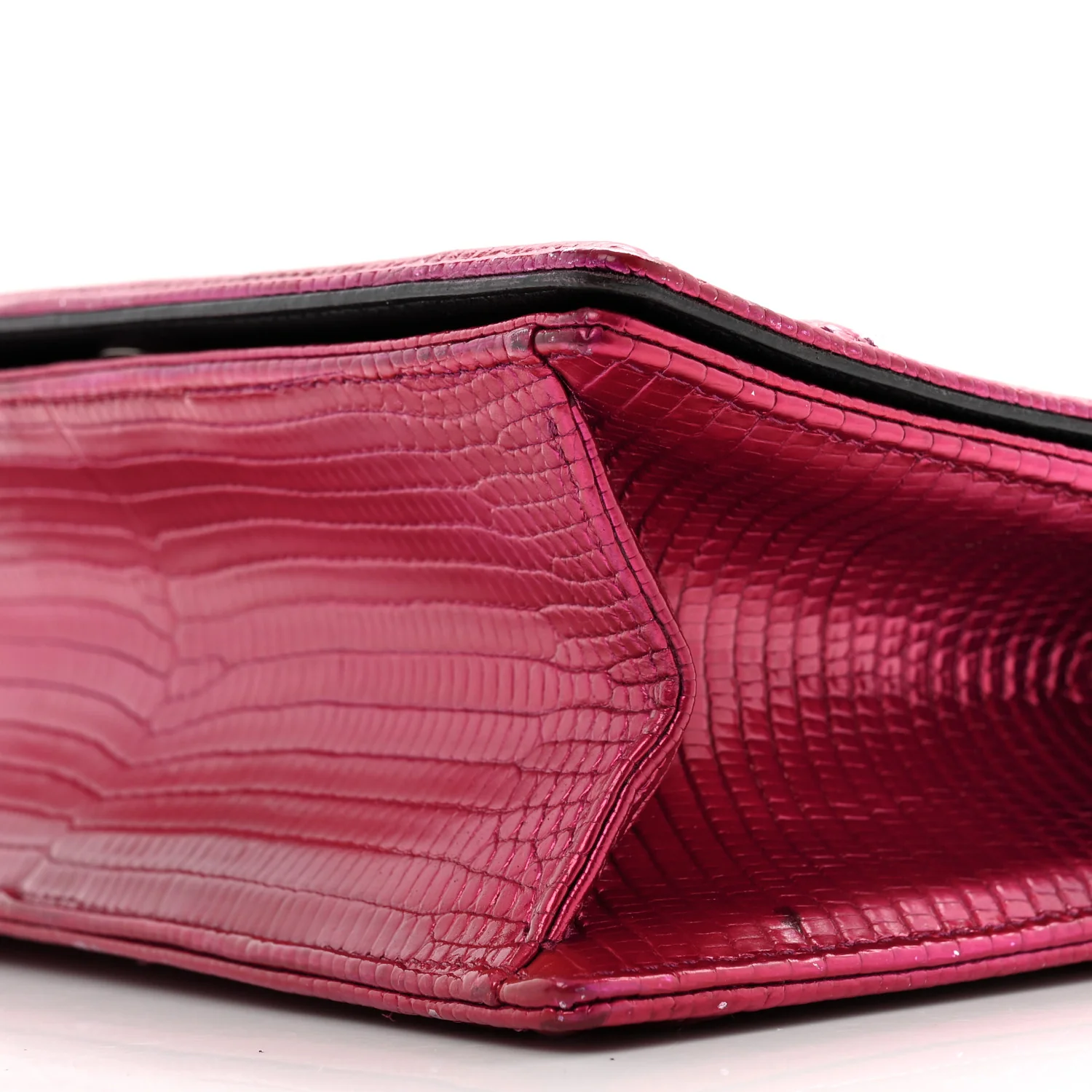 Metallic Lizard Small Diorama Flap Bag Fuchsia - Top Club