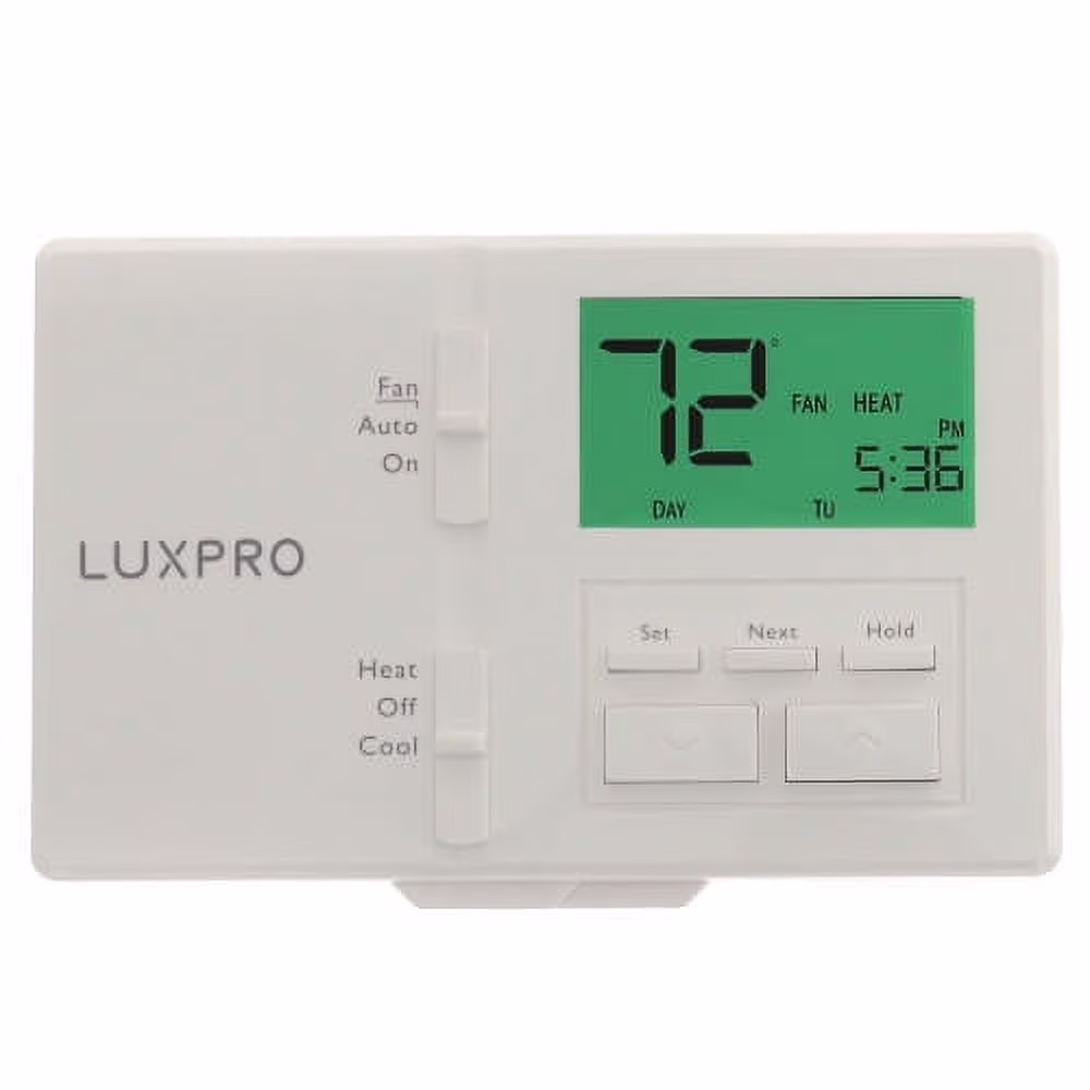 Lux New P721-010, 5/2-day Non/Programming Thermostat, Horizontal Mount (2 Heat - 1 Cool) Wall plate