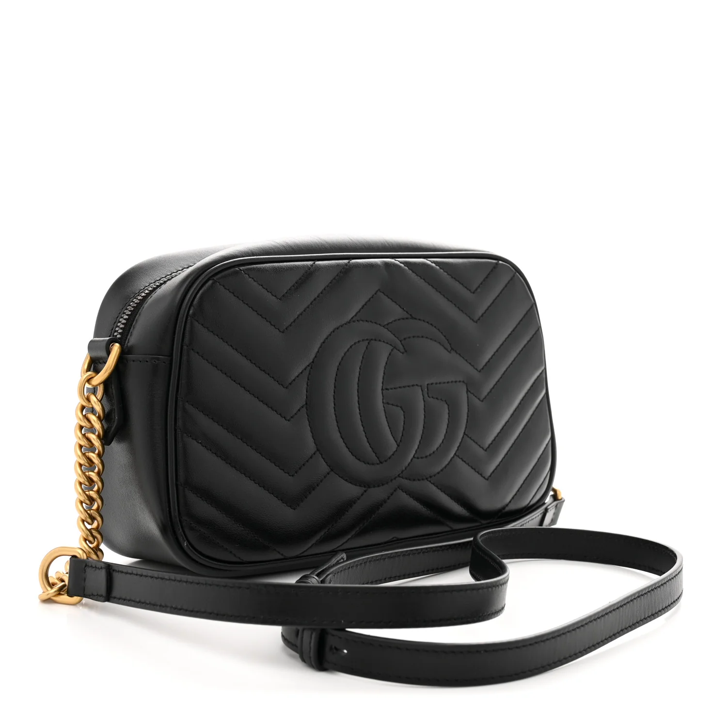 Calfskin Matelasse Small GG Marmont Camera Bag Black - Top Club