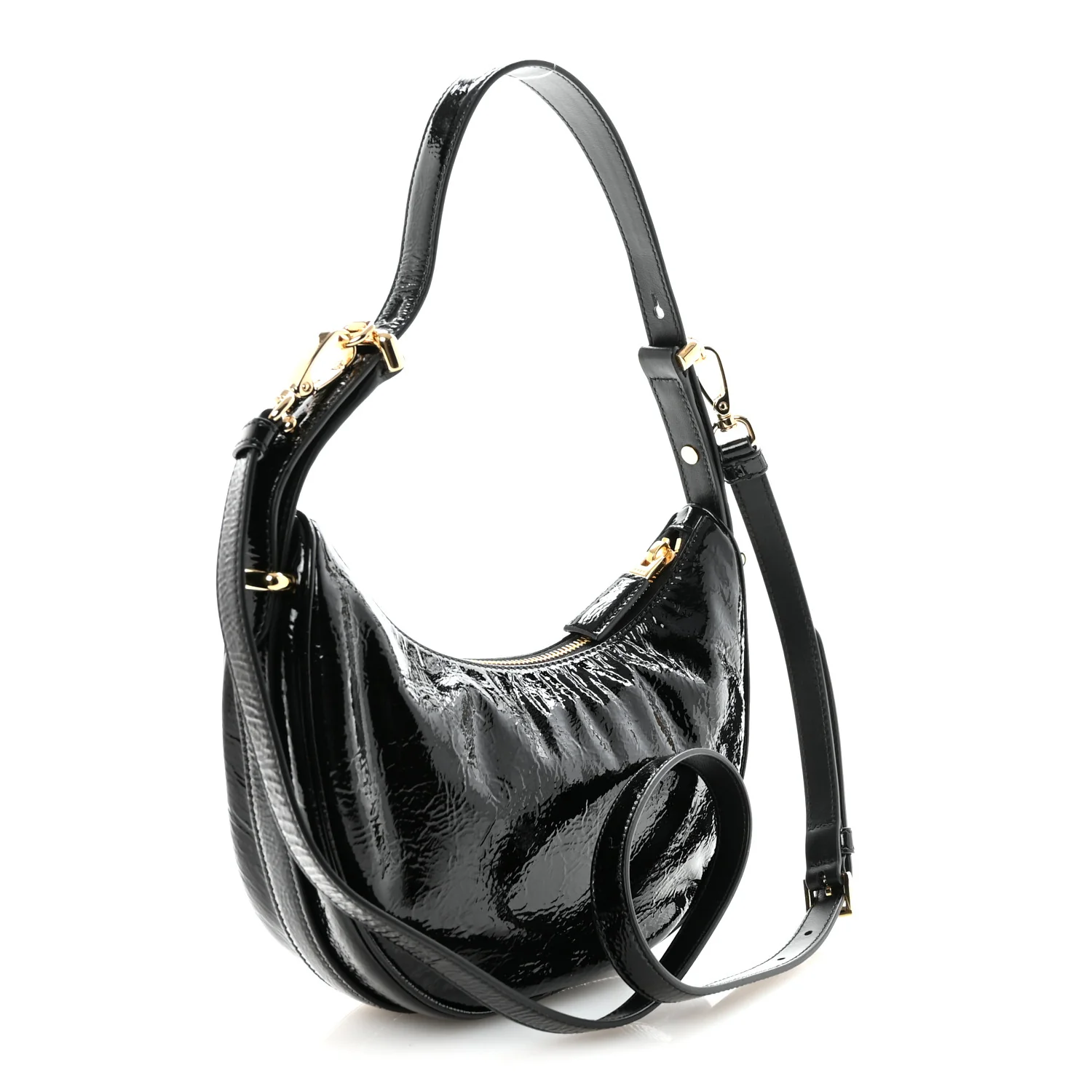 Patent Naplak Arque Shoulder Bag Black - Top Club