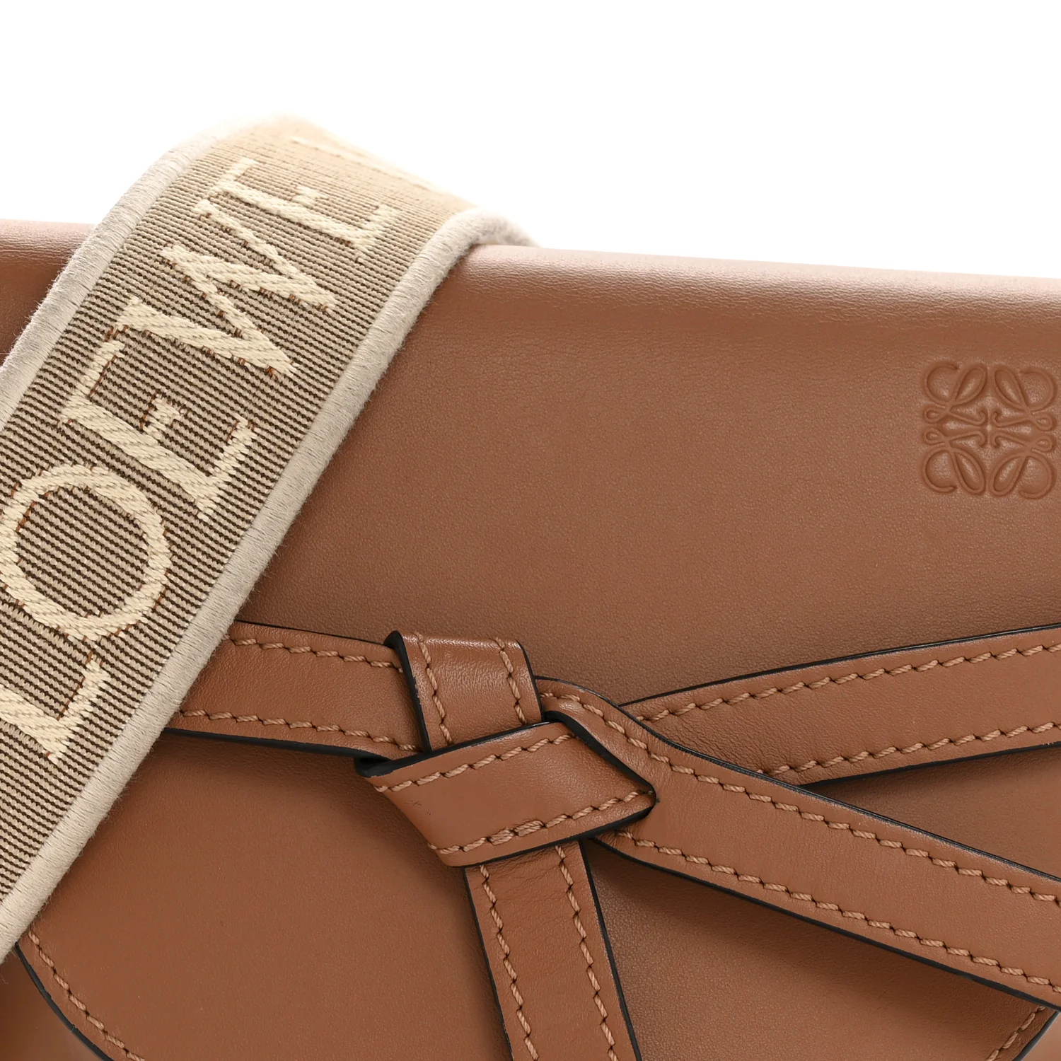 Calfskin Jacquard Mini Gate Dual Bag Tan - Top Club
