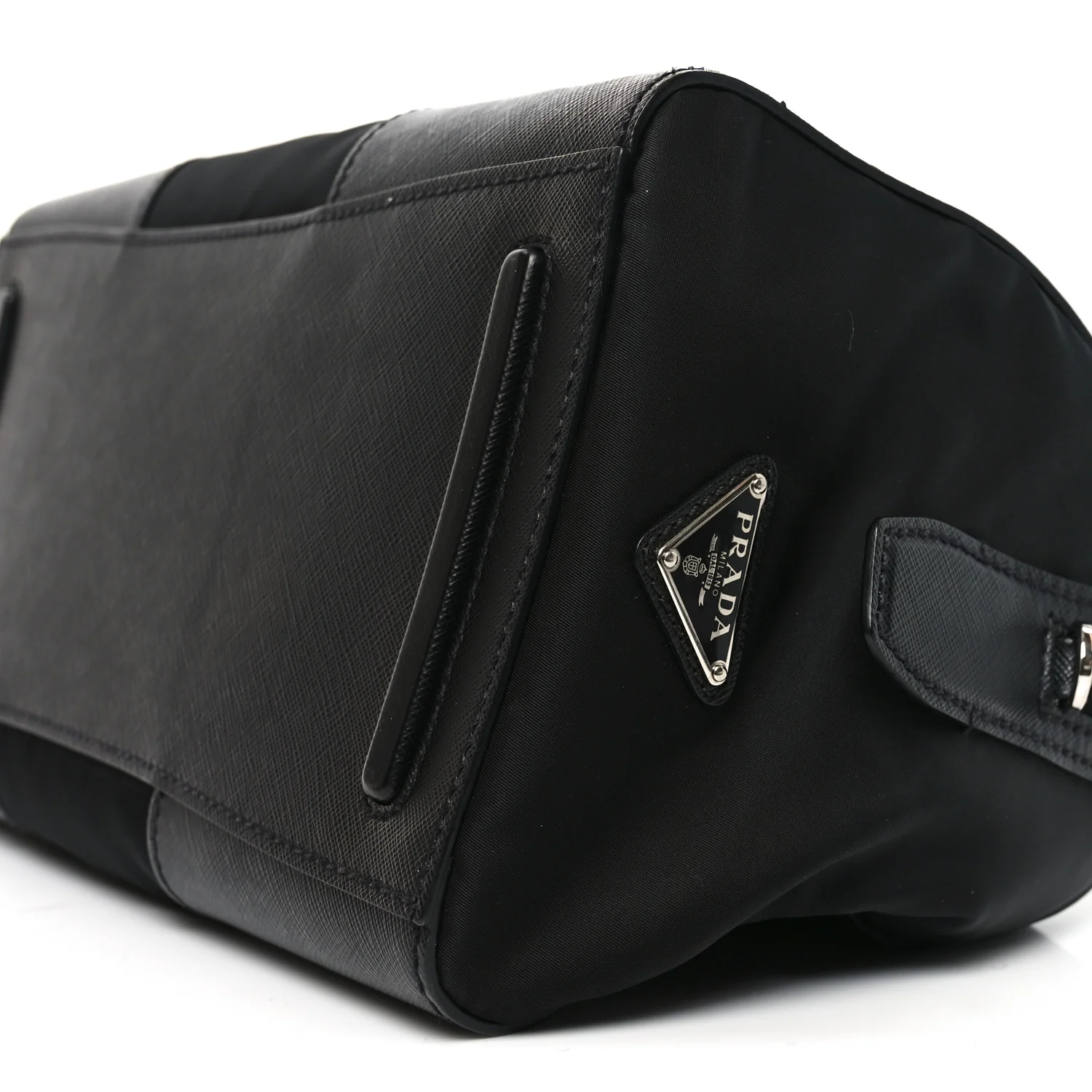Nylon Saffiano Top Handle Bag Black - Top Club