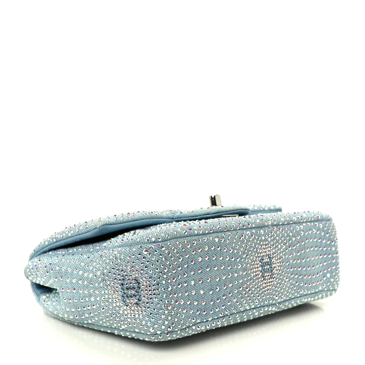 Denim Strass Evening Flap Bag Blue - Top Club