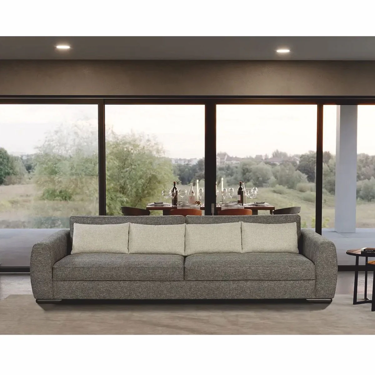 Luxury Sofa Gray / Black 337 cm - Luxury Living Room & Hotel Furniture