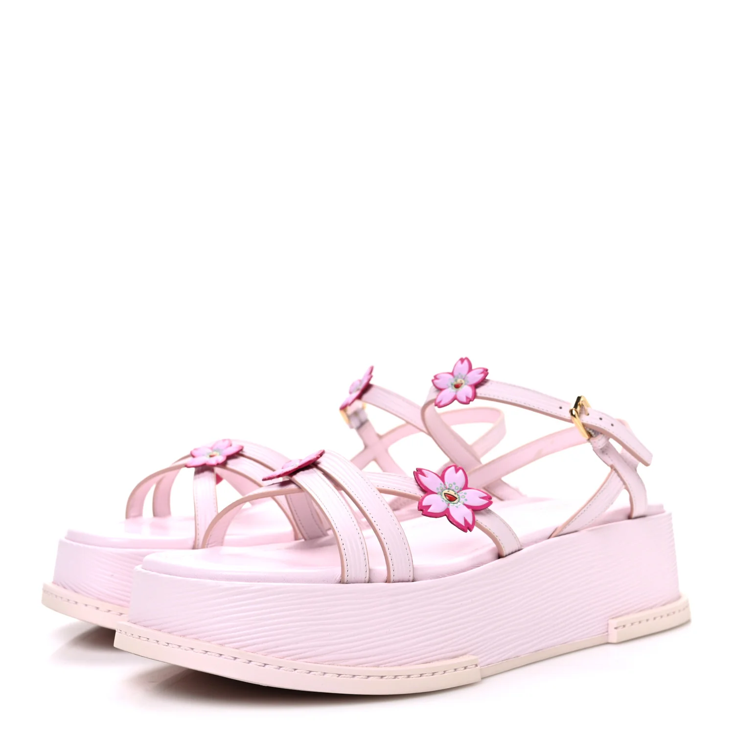 LV X TM Cherry Blossom Calfskin Maya Flatform Sandals 40 Light Pink - Top Club