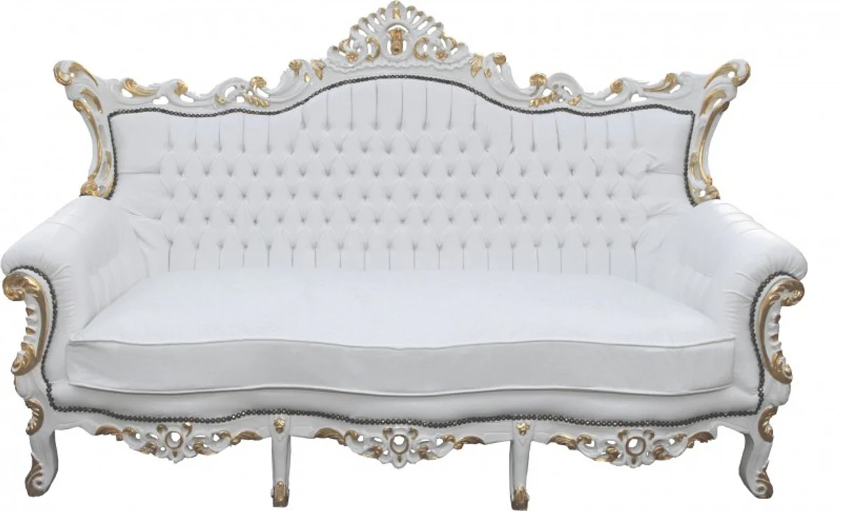 Baroque living room set Master white / gold - 3-seater sofa + 2-seater sofa + 1 armchair