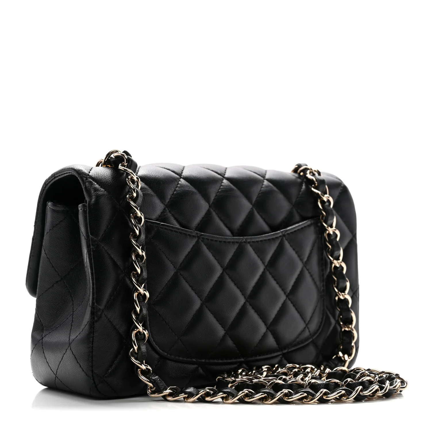 Lambskin Quilted Mini Rectangular Flap Black - Top Club