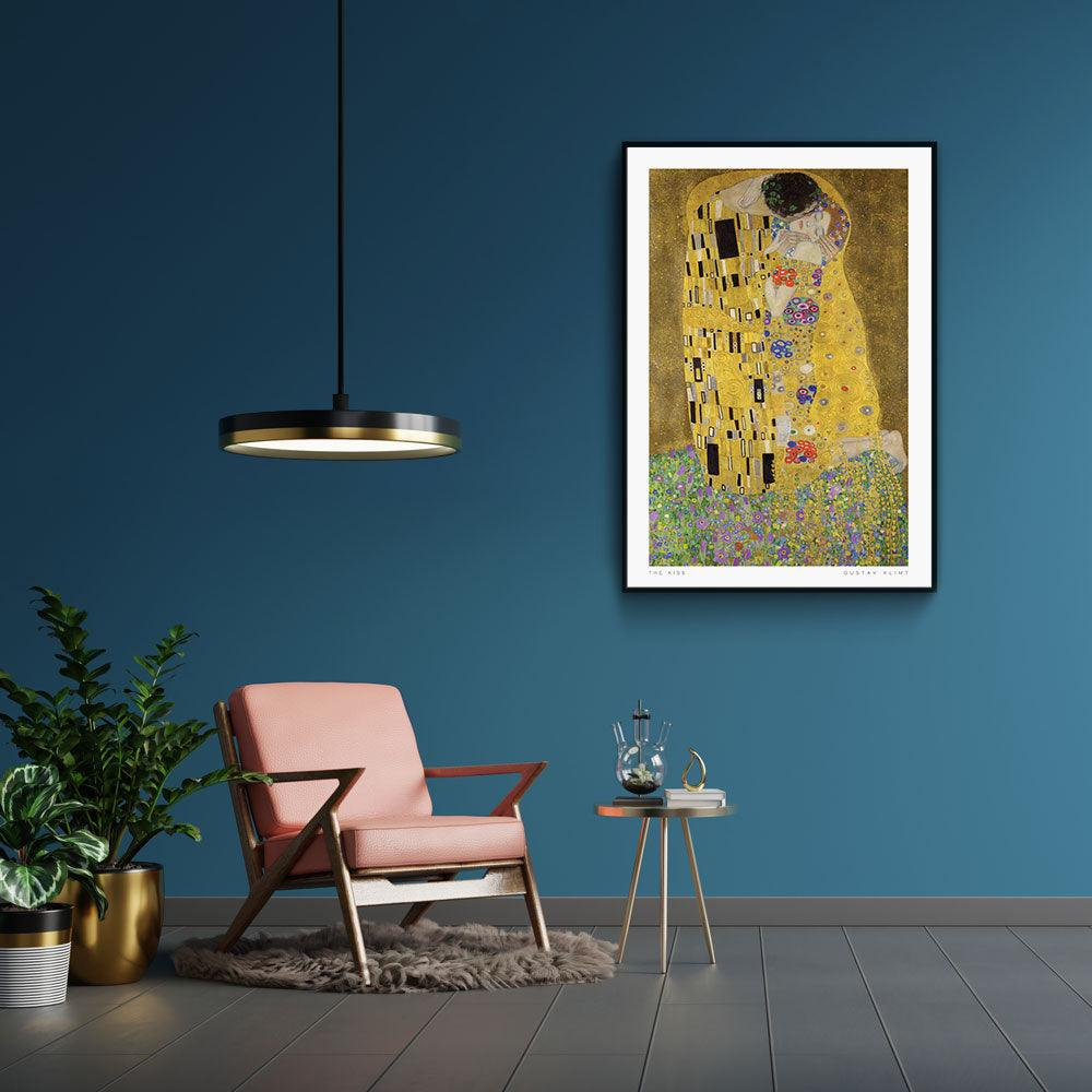 Walljar canvas schilderij - Gustav Klimt - De Kus Canvas schilderij - 120 x 180 cm