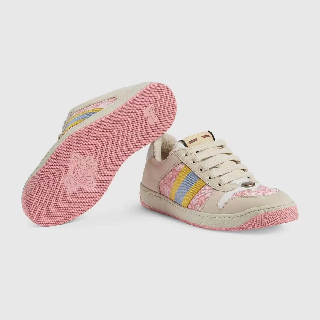 Gucci Unisex Sneakers With Pastel Stripes And GG Monogram Details - Sneaker Replica Workshop