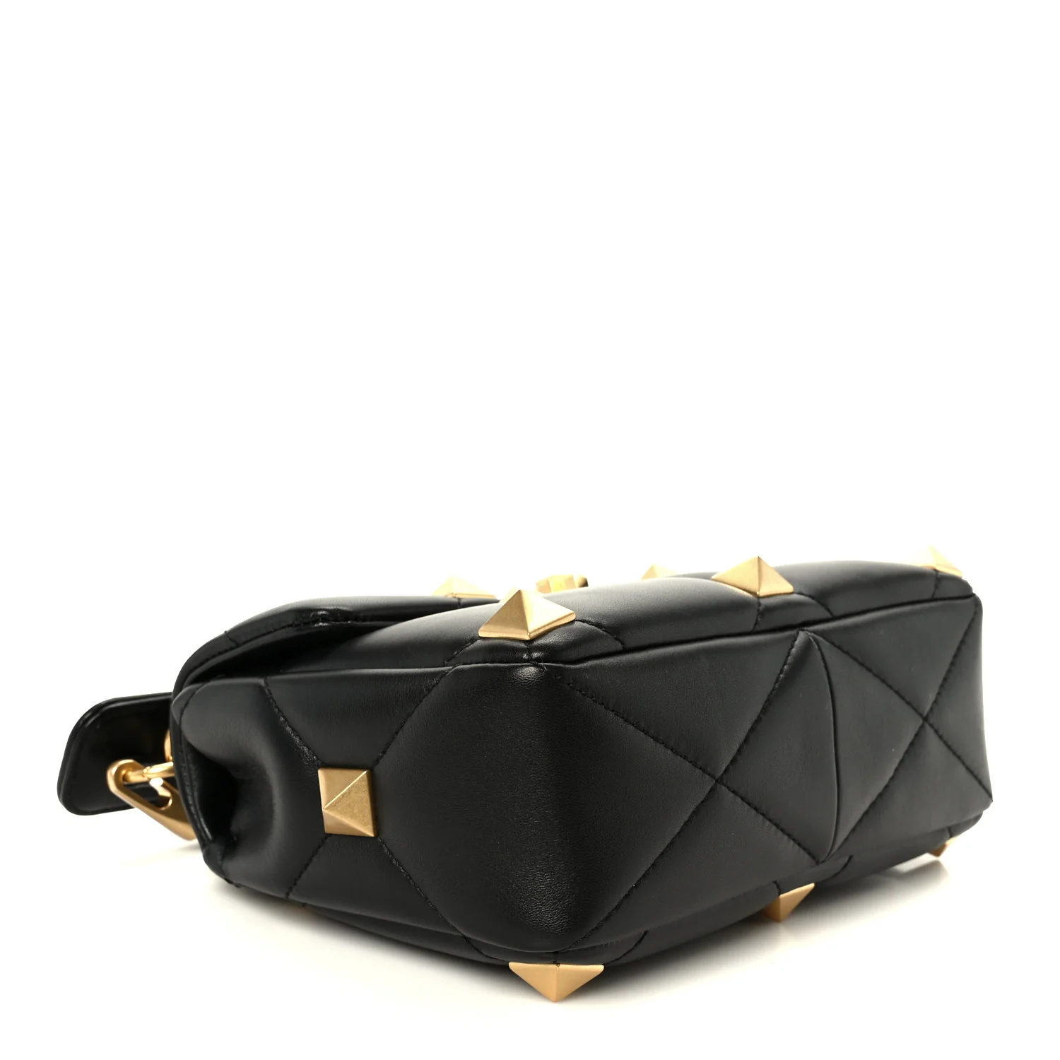 Nappa Medium Roman Stud Shoulder Bag Black - Top Club