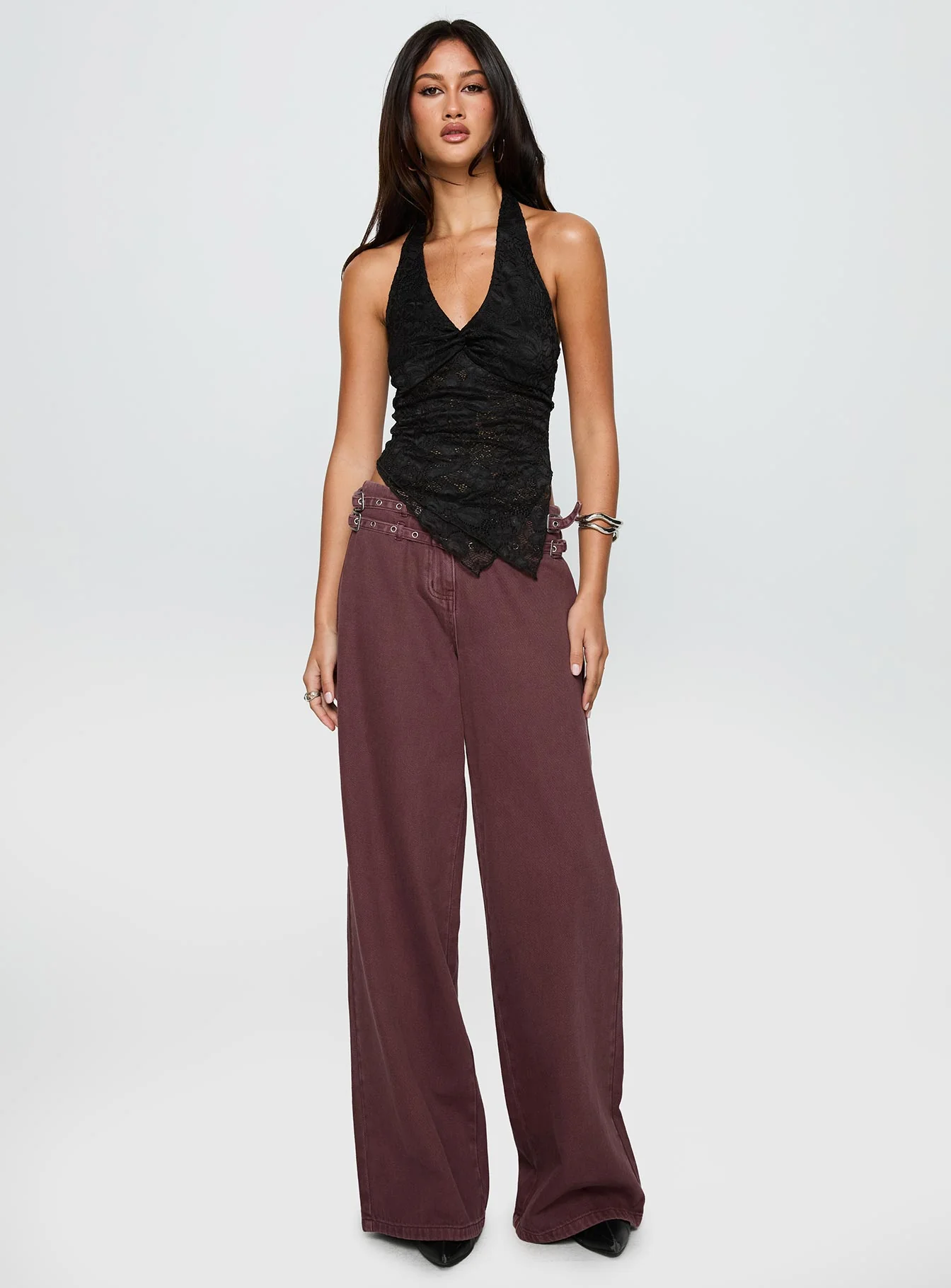 Alviera Lace Halter Top Black