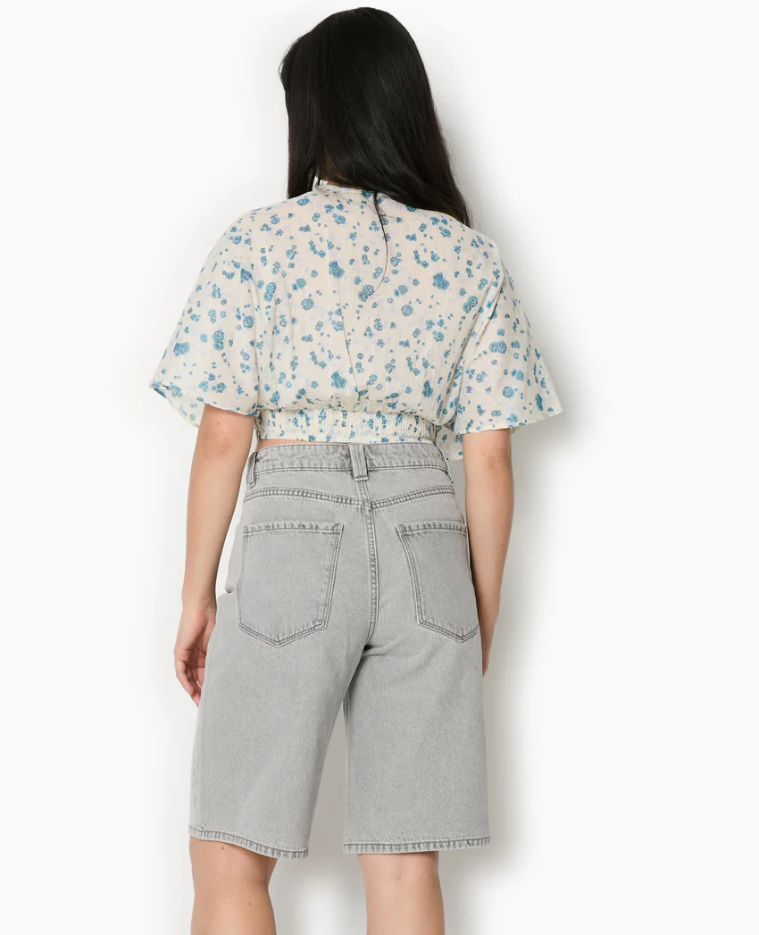 Pimkie Blouse courte manches papillons motif fleurs