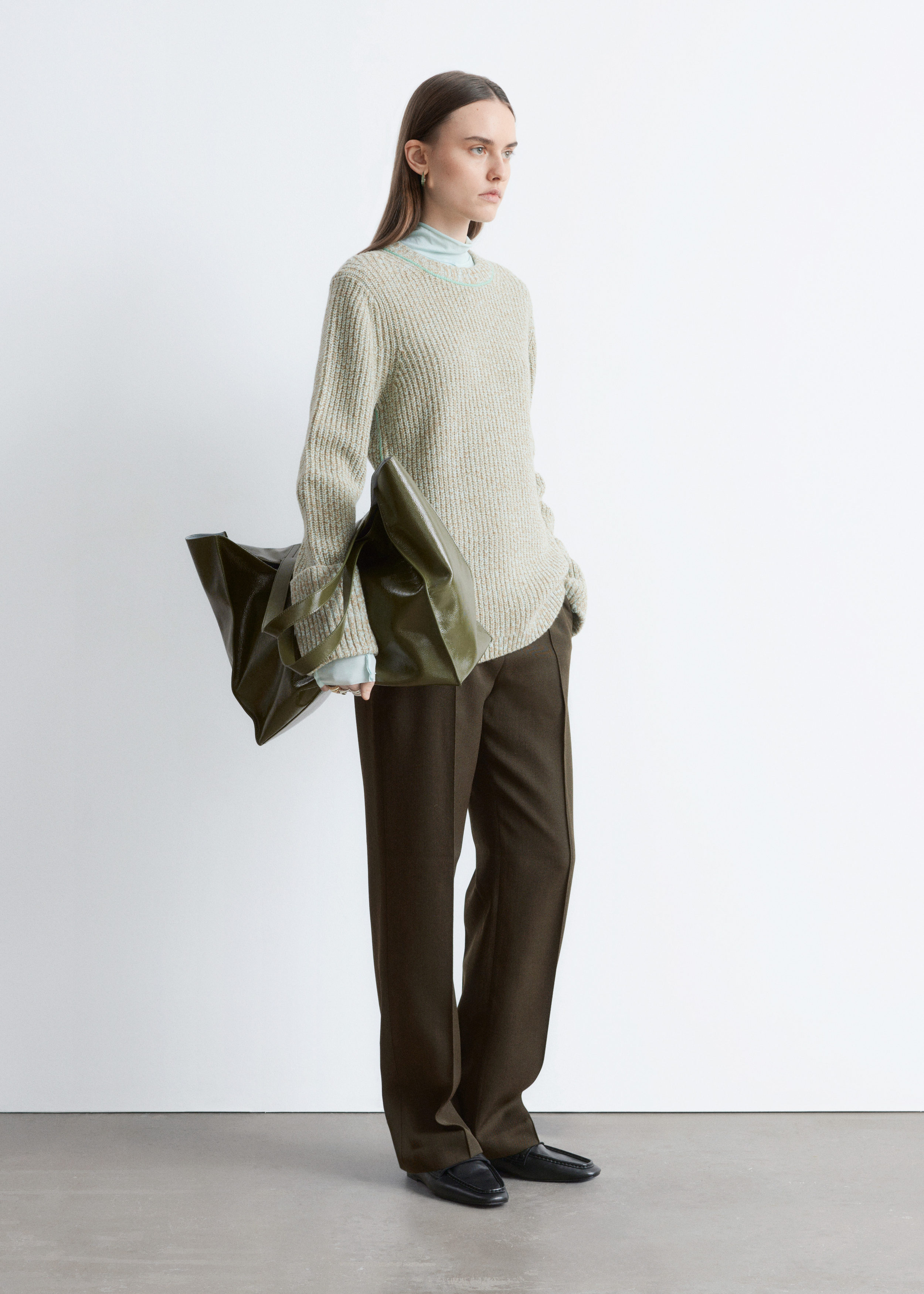 & Other Stories ACCENT-STITCH MERINO WOOL JUMPER