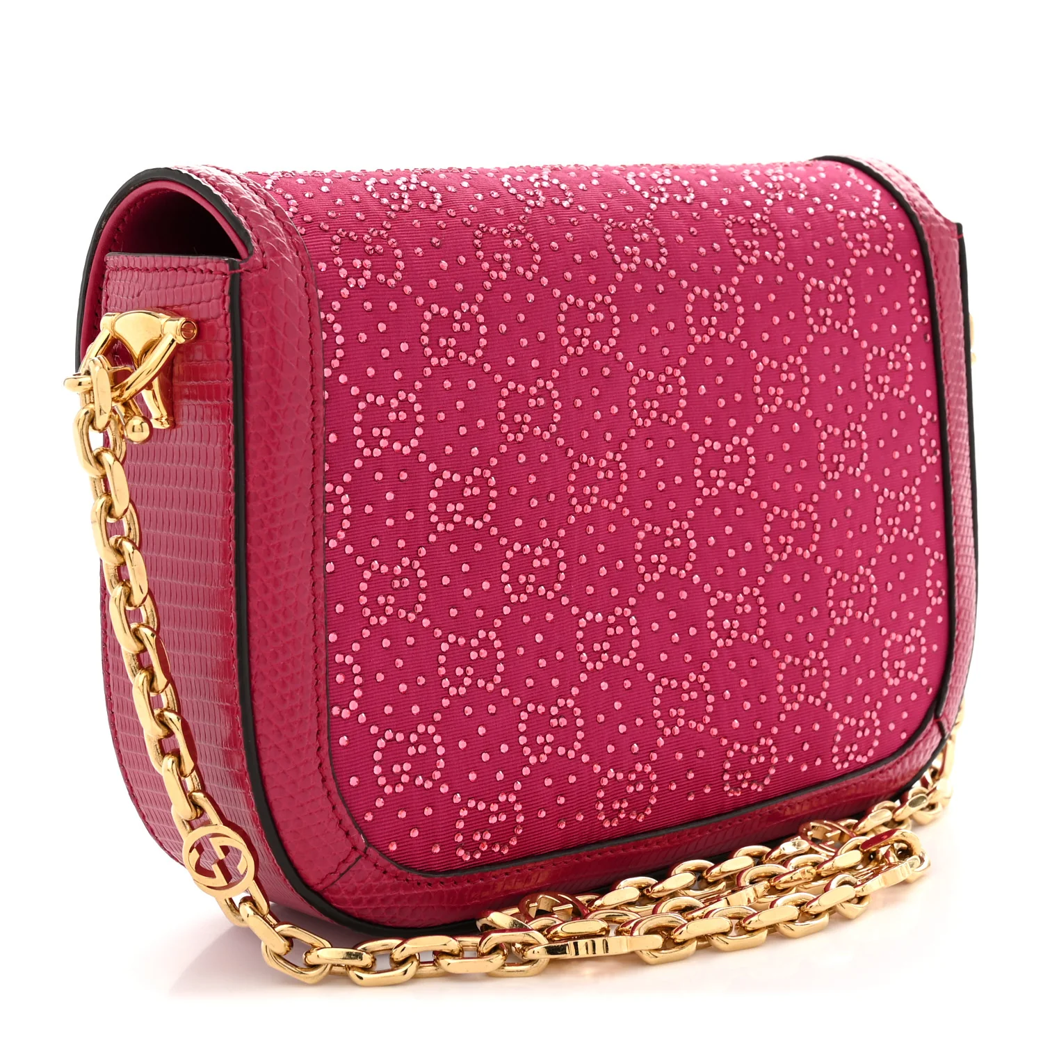 Canvas Calfskin Crystal GG Monogram Snakeskin Mini Horsebit 1955 Shoulder Bag Pink - Top Club