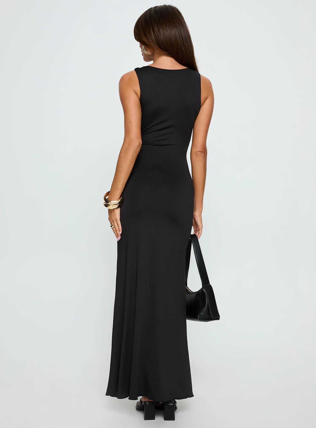 Adalie Hardware Plunge Maxi Dress Black