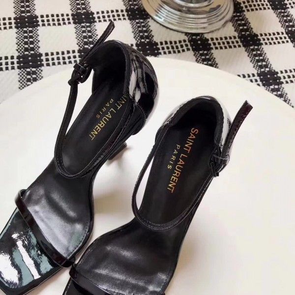 Saint Opyum 110mm Sandals Black Palent Leather - Top Club