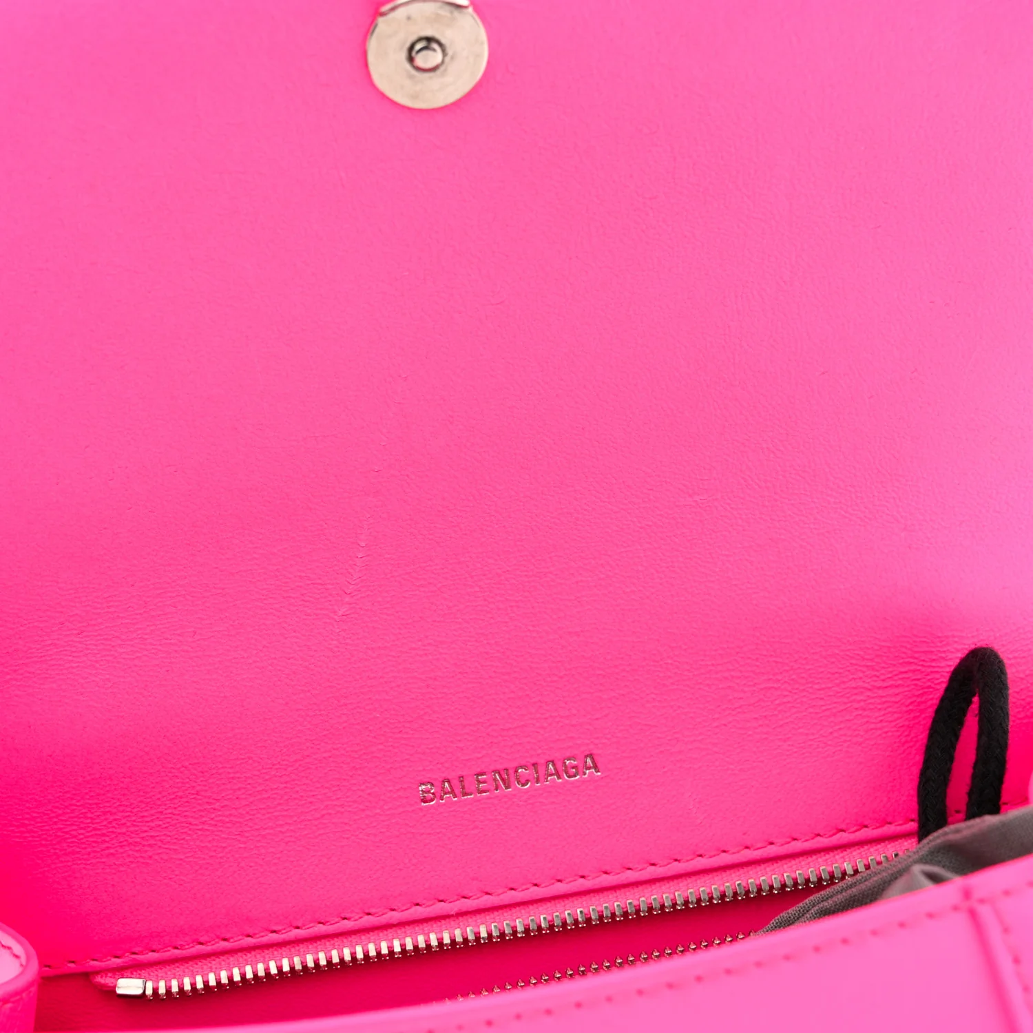 Shiny Box Calfskin Small Hourglass Top Handle Bag Acid Fuchsia - Top Club