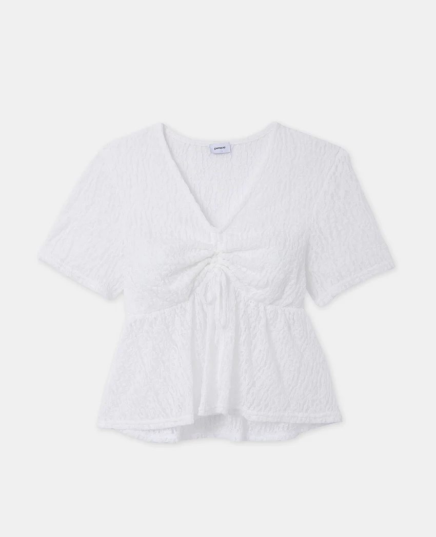 Pimkie Top en dentelle avec col V et lien coulissé