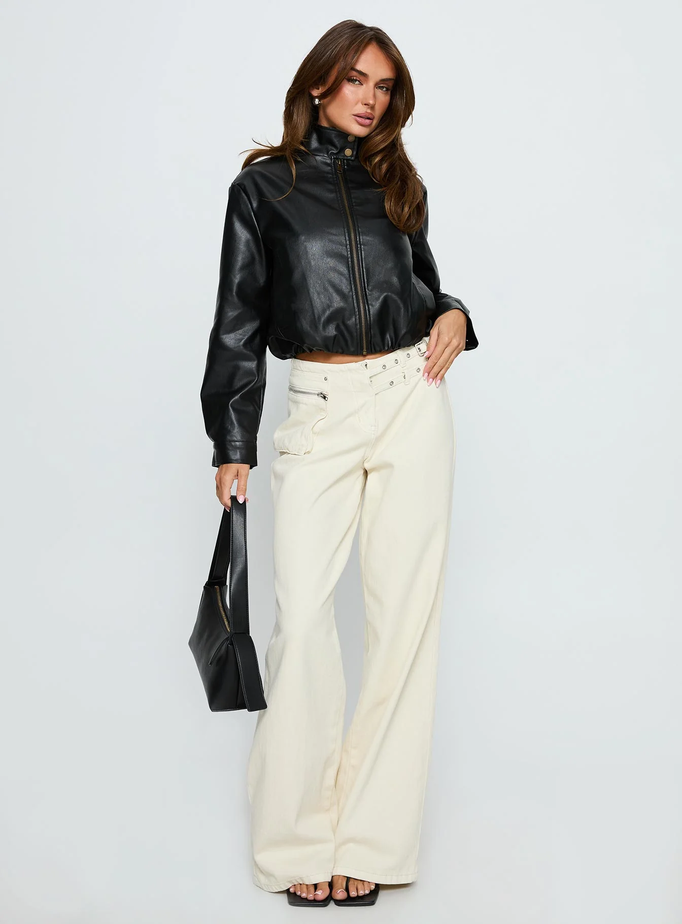 Monay Faux Leather Jacket Black