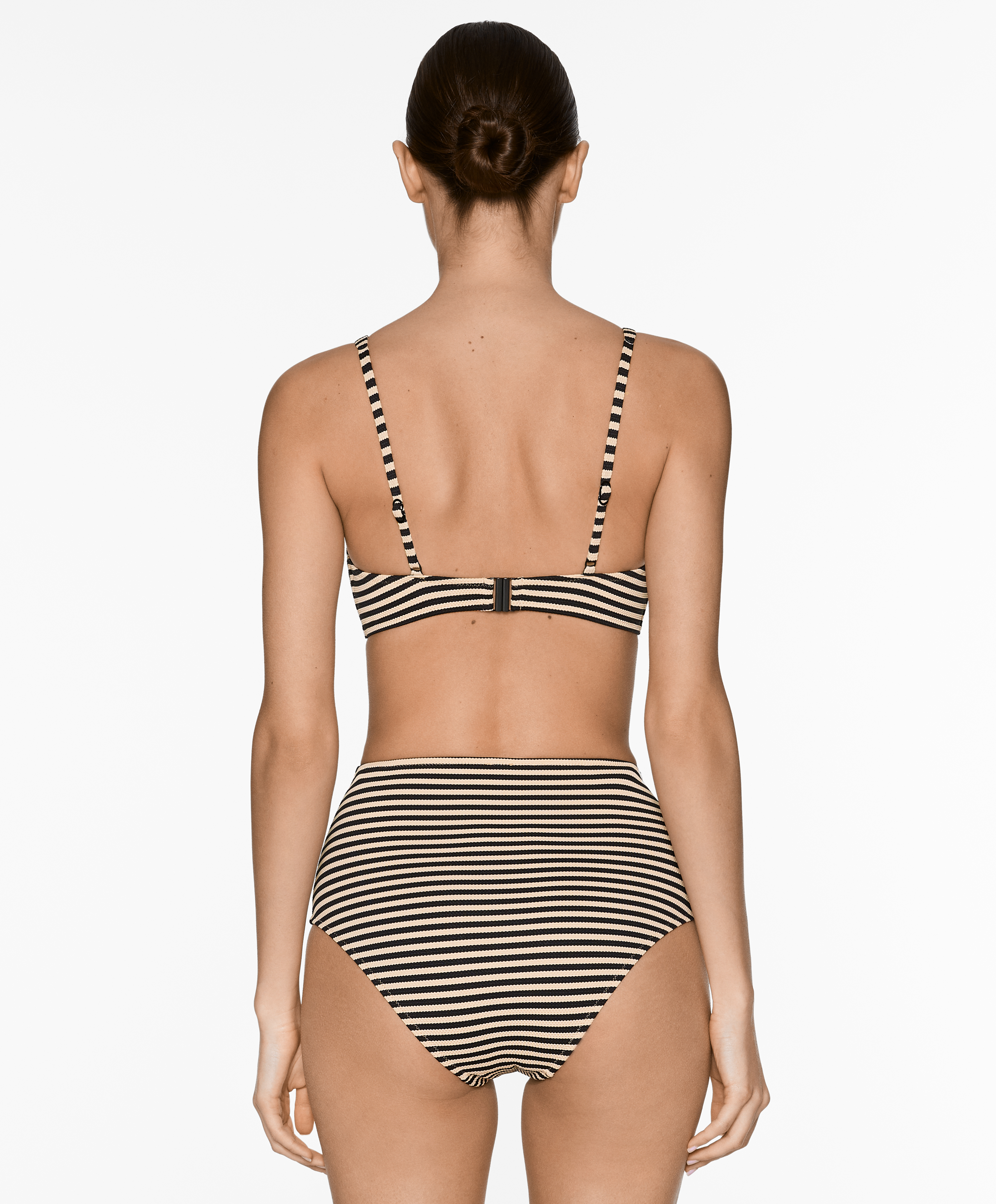 OYSHO Striped piqué high-rise bikini briefs
