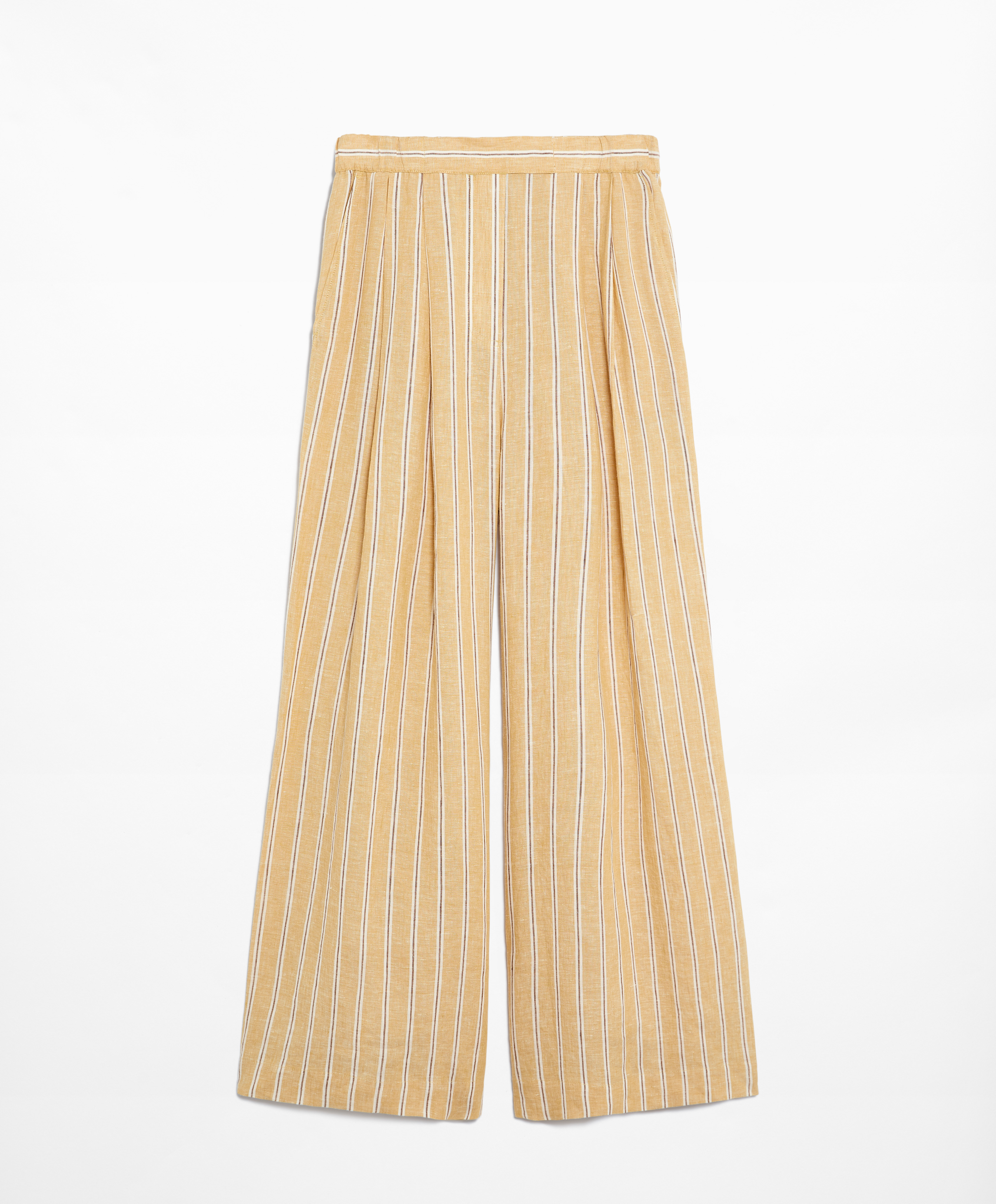 OYSHO Tailored-fit 100% linen striped trousers