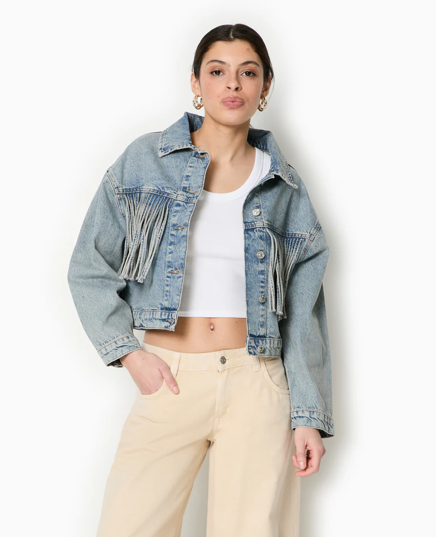 Pimkie Veste en jean avec franges