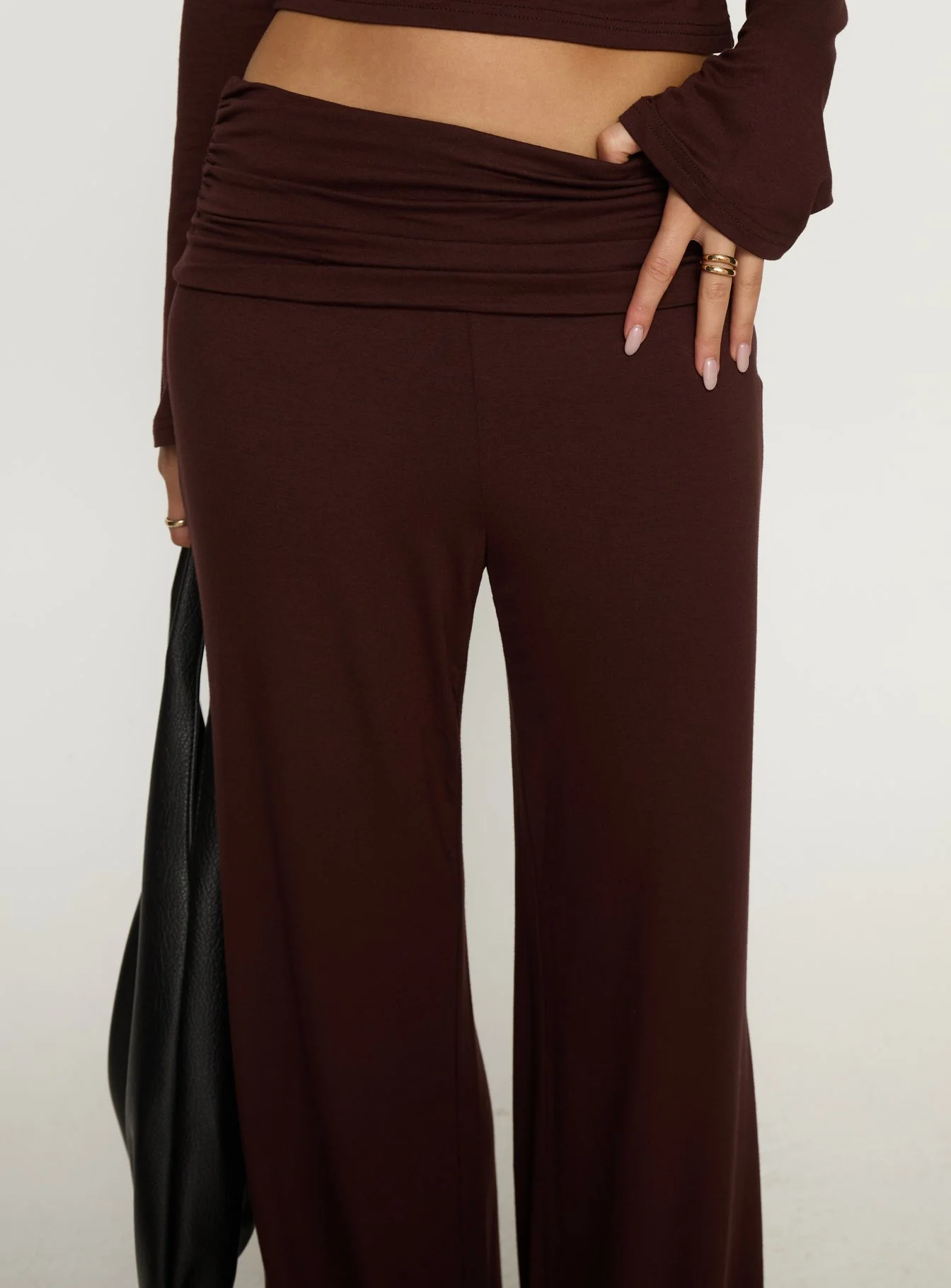 Fawne Ruched Folded Pants Brown