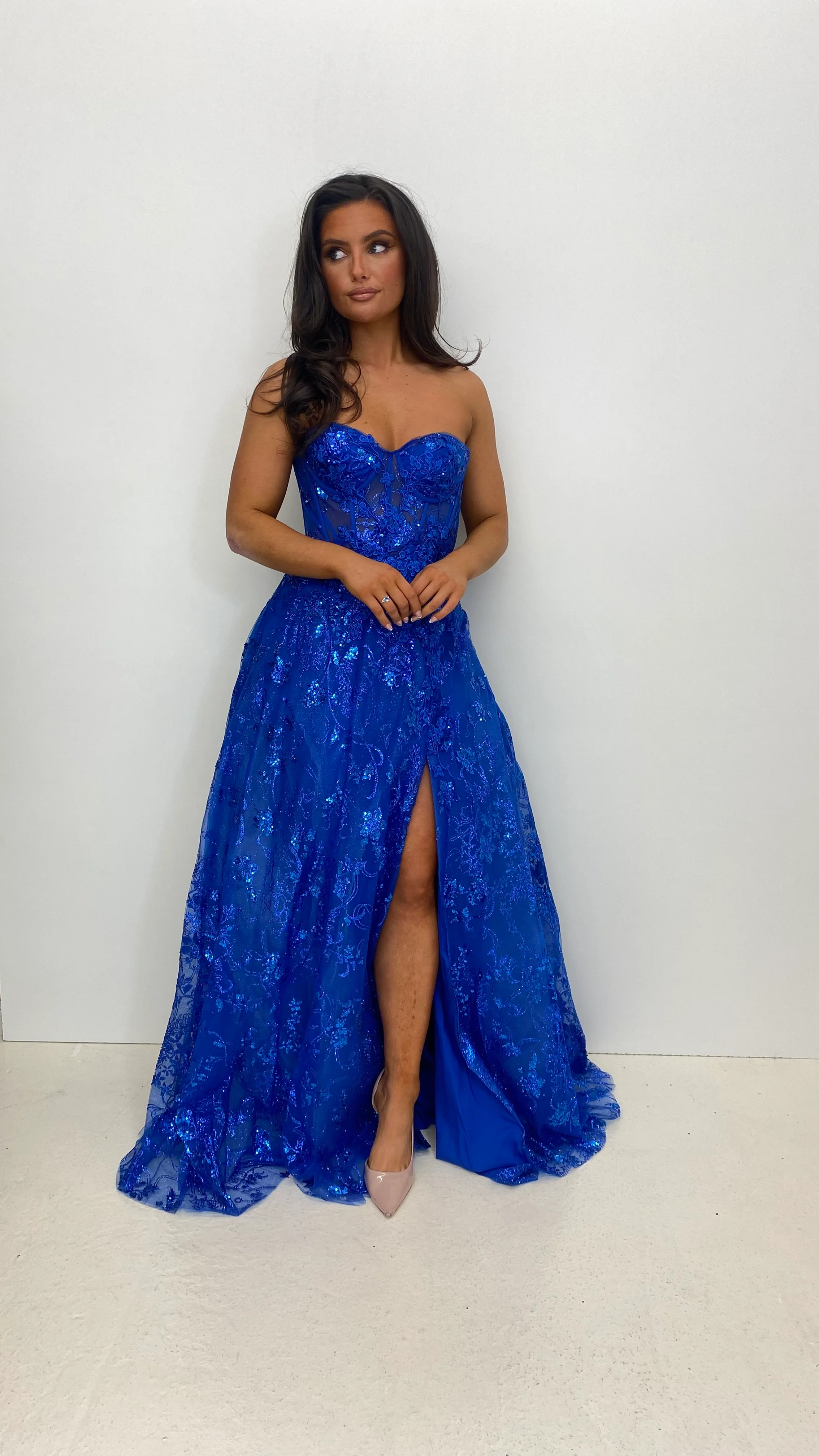 Royal Blue Strapless Corset Ball Gown